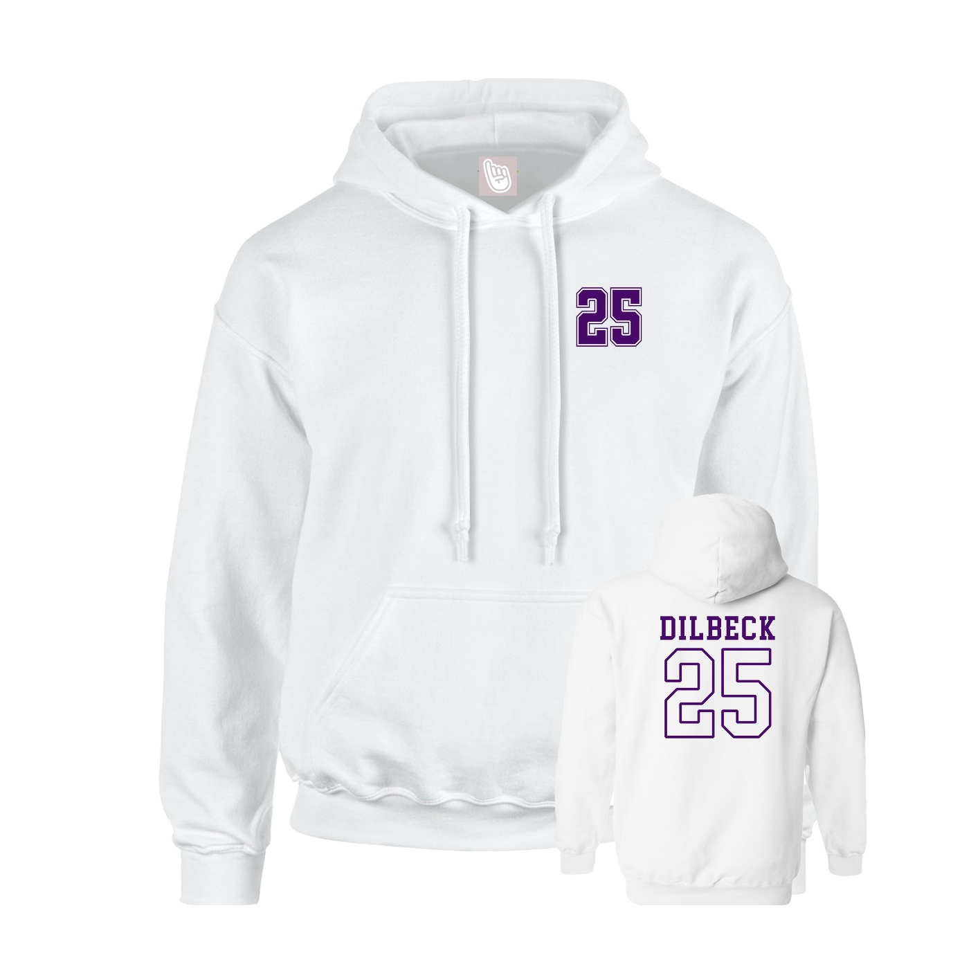 Youth Hoodie — Chest Back in White