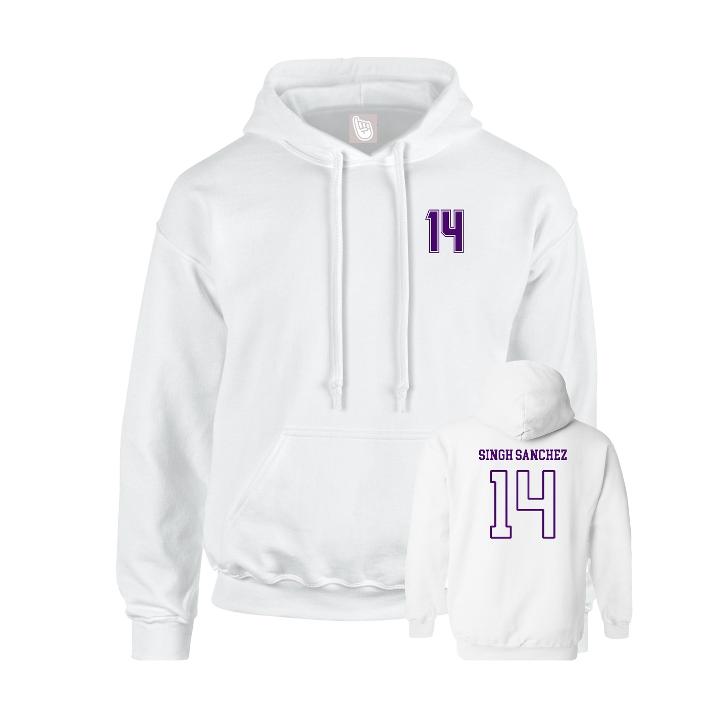Youth Hoodie — Chest Back in White