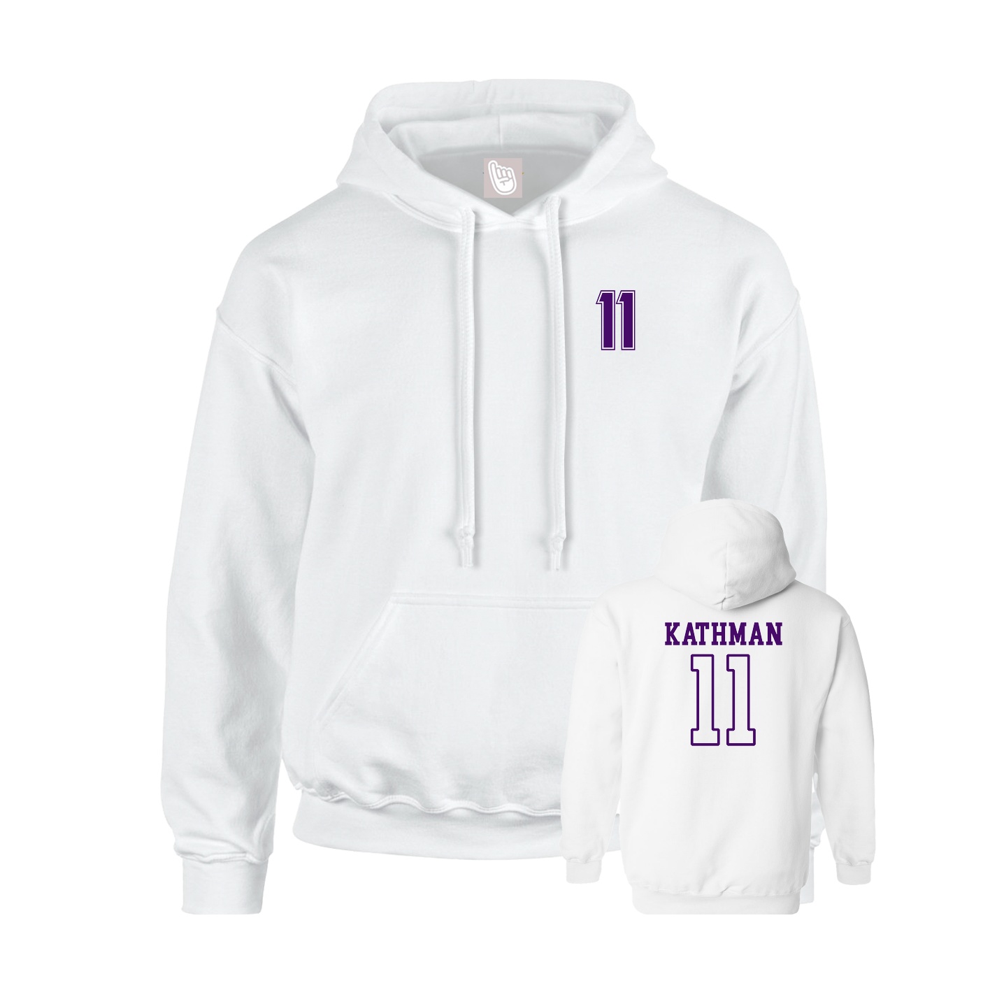 Youth Hoodie — Chest Back in White