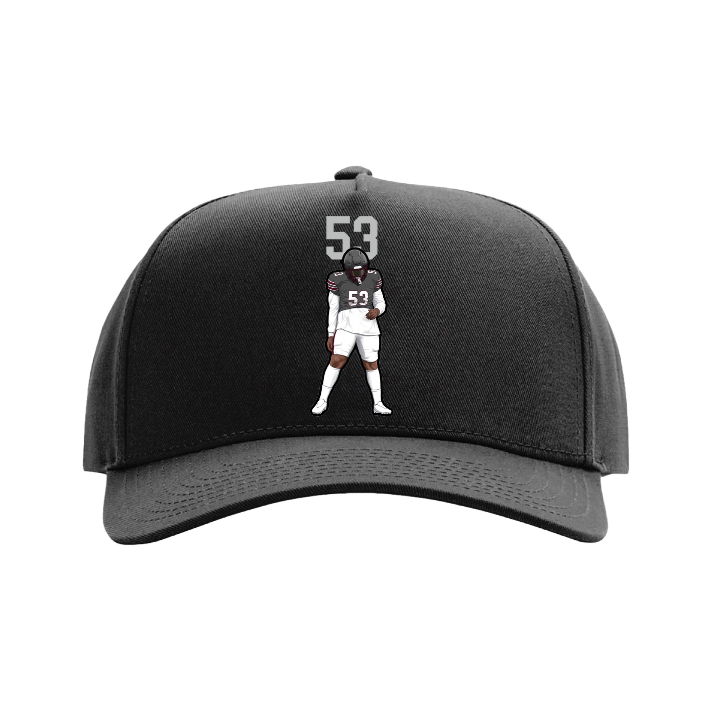 Full Fabric Five-Panel Champ Cap — Number Top in Black