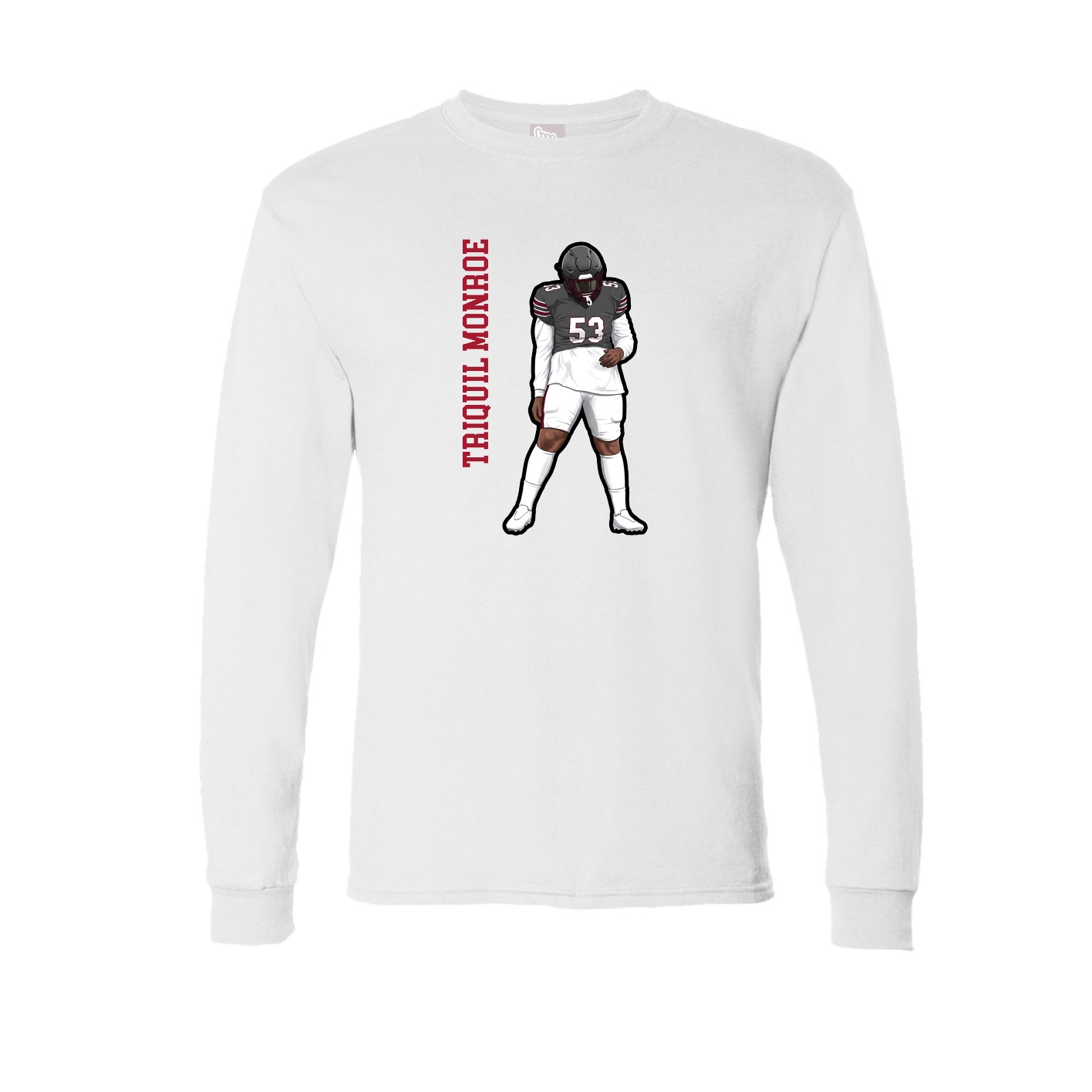 Long Sleeve Tee — Name Vertical in White