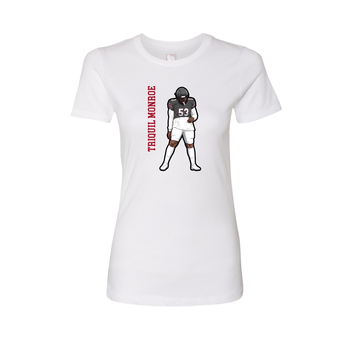 Womens Tee — Name Vertical in White