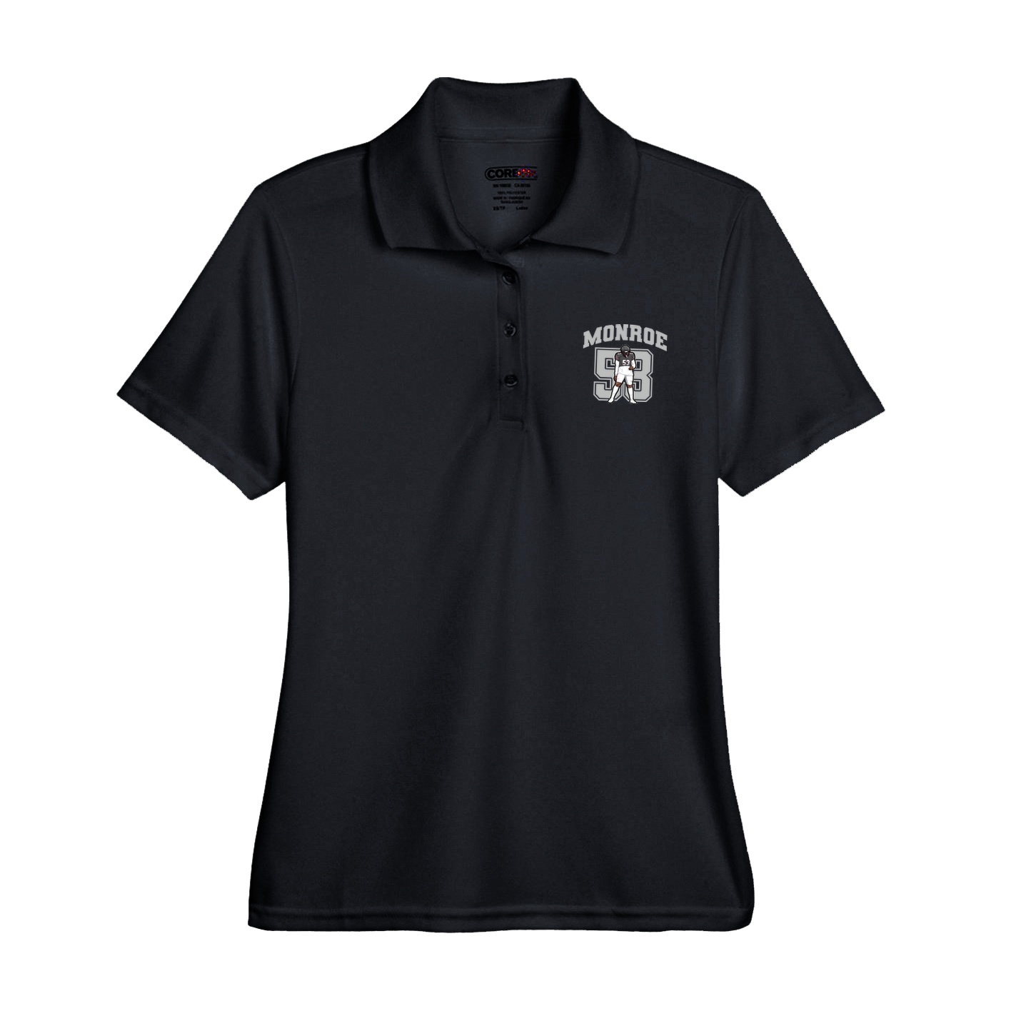Womens Performance Polo — Number in Black