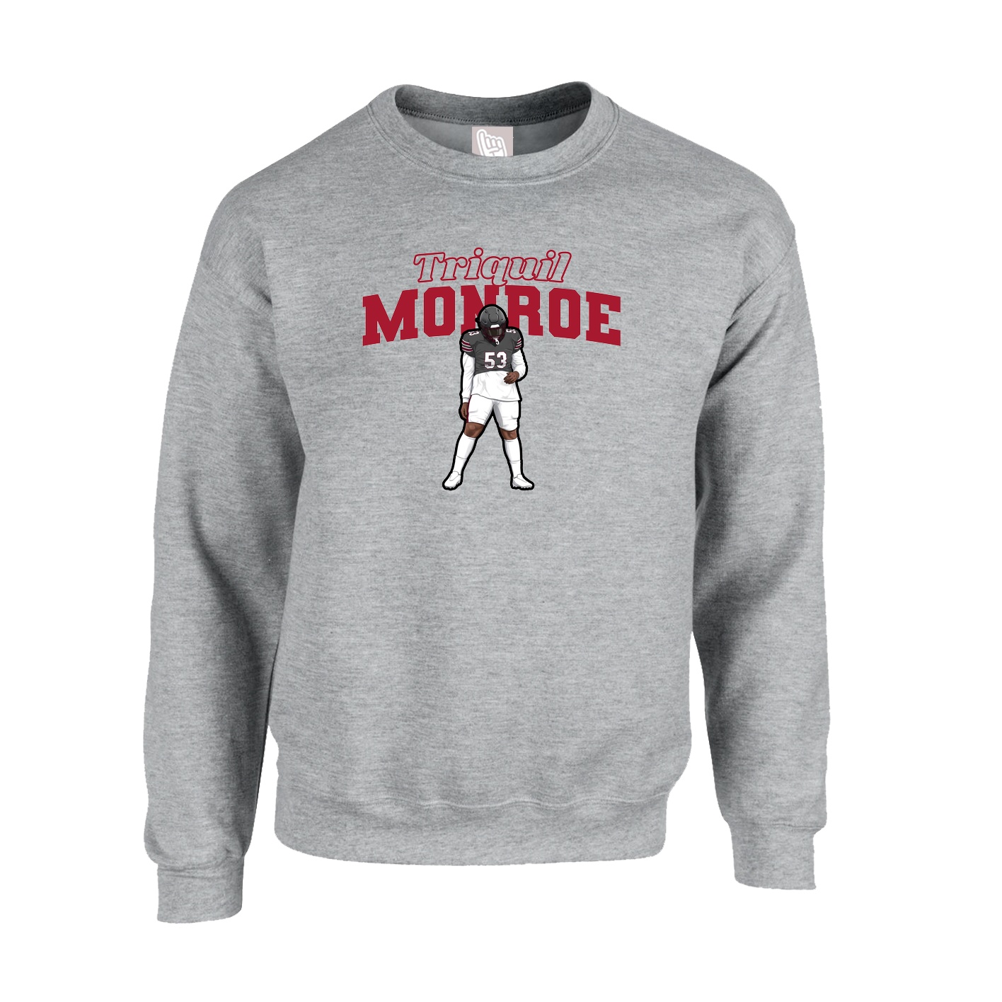 Fleece Crew — Name Arch in Grey