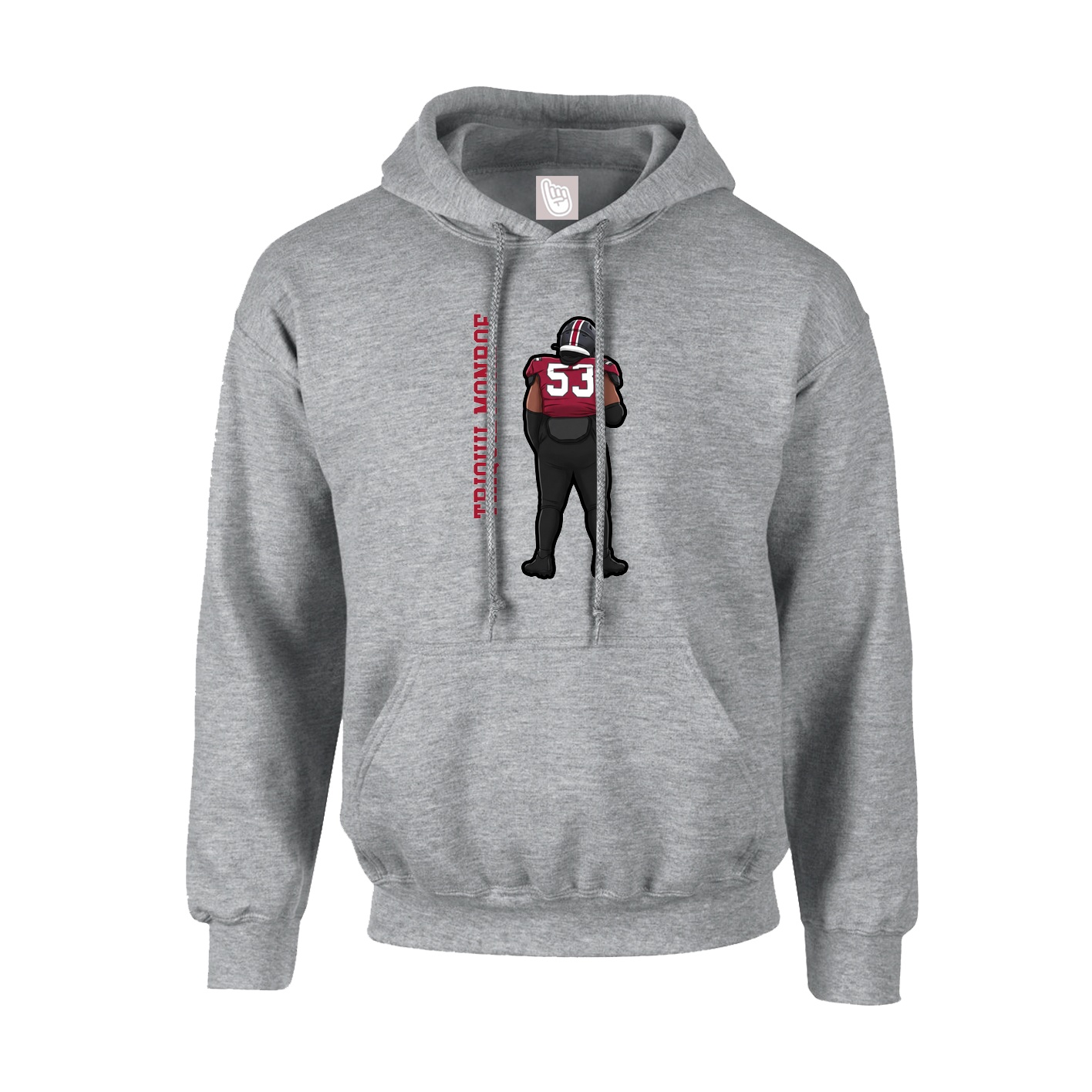 Hoodie — Name Vertical in Grey