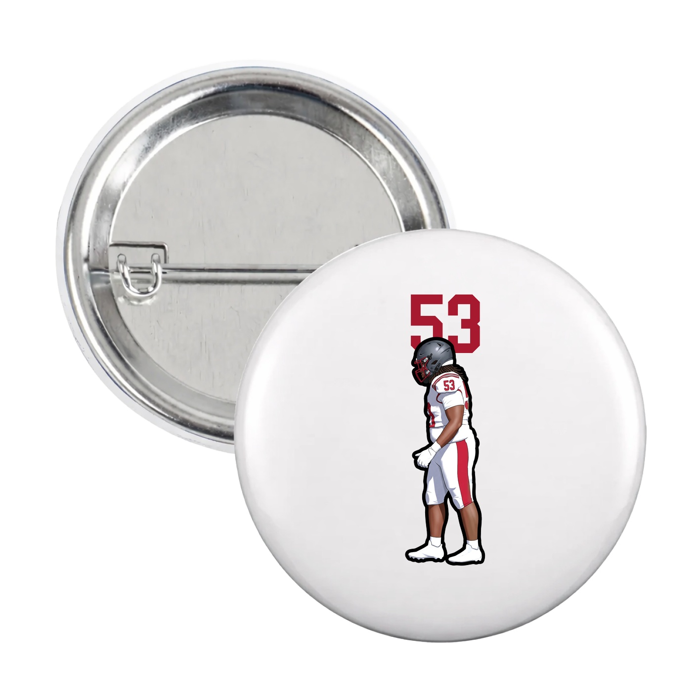Game Day Button — Number Top in White
