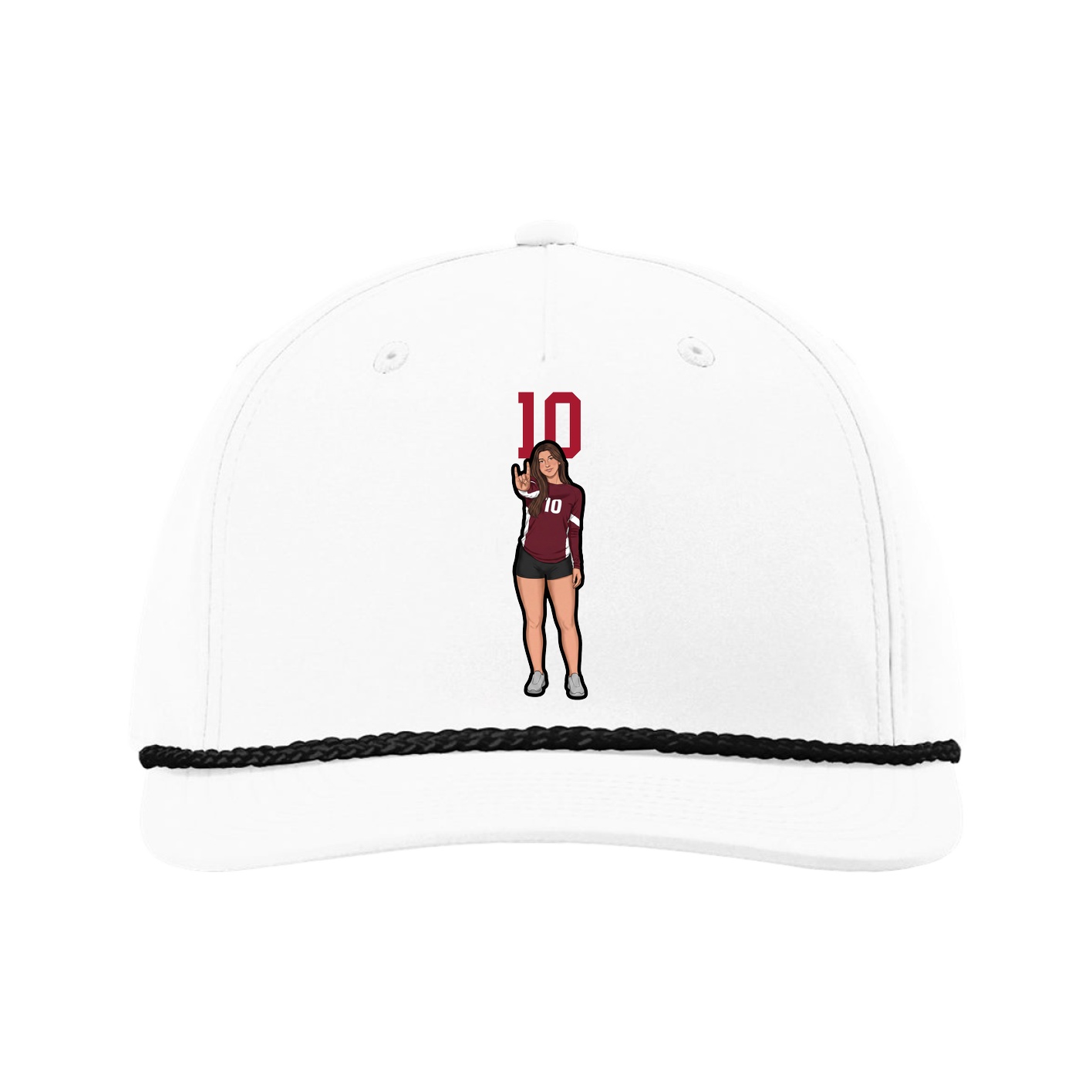 Five-Panel Classic Rope Cap — Number Top in White