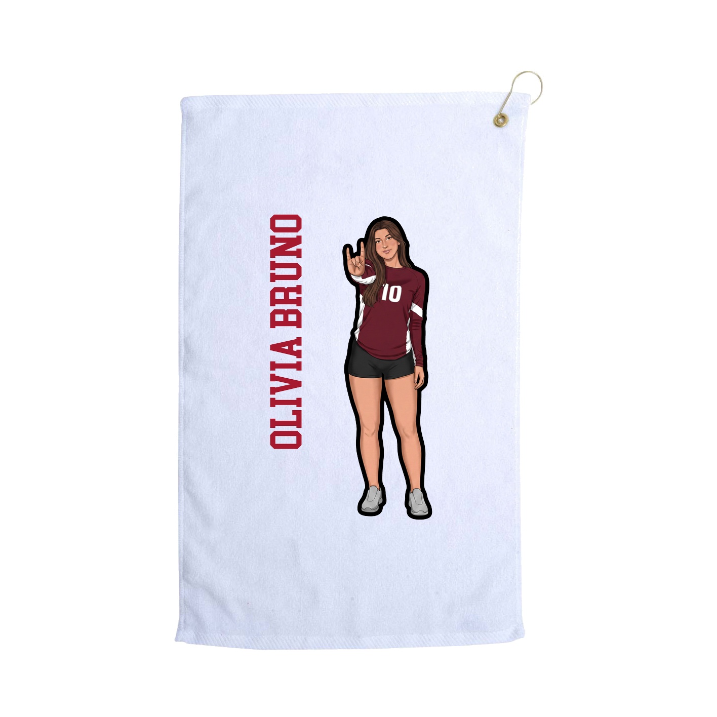 Golf Towel — Name Vertical in White