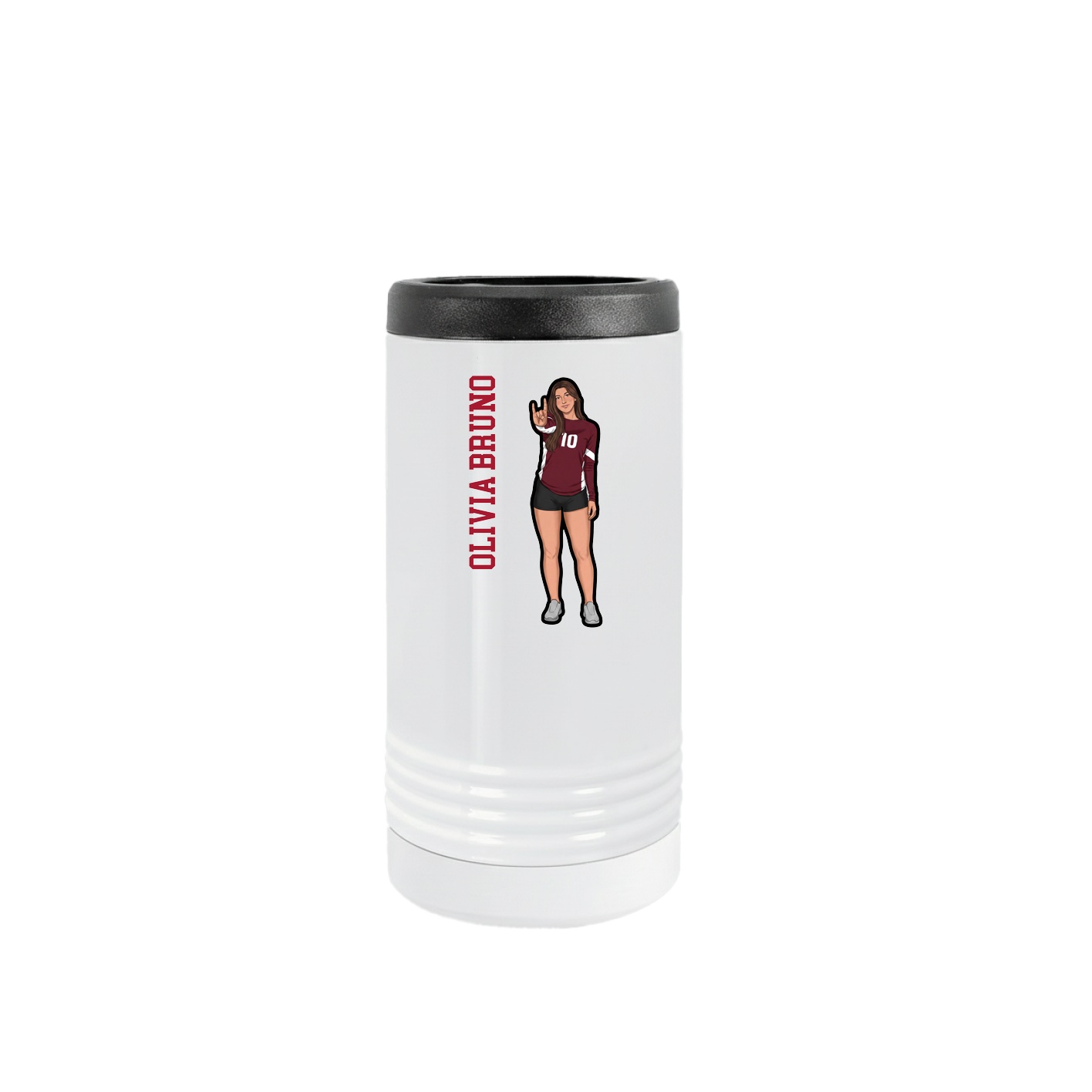 Slim Beverage Holder — Name Vertical in White