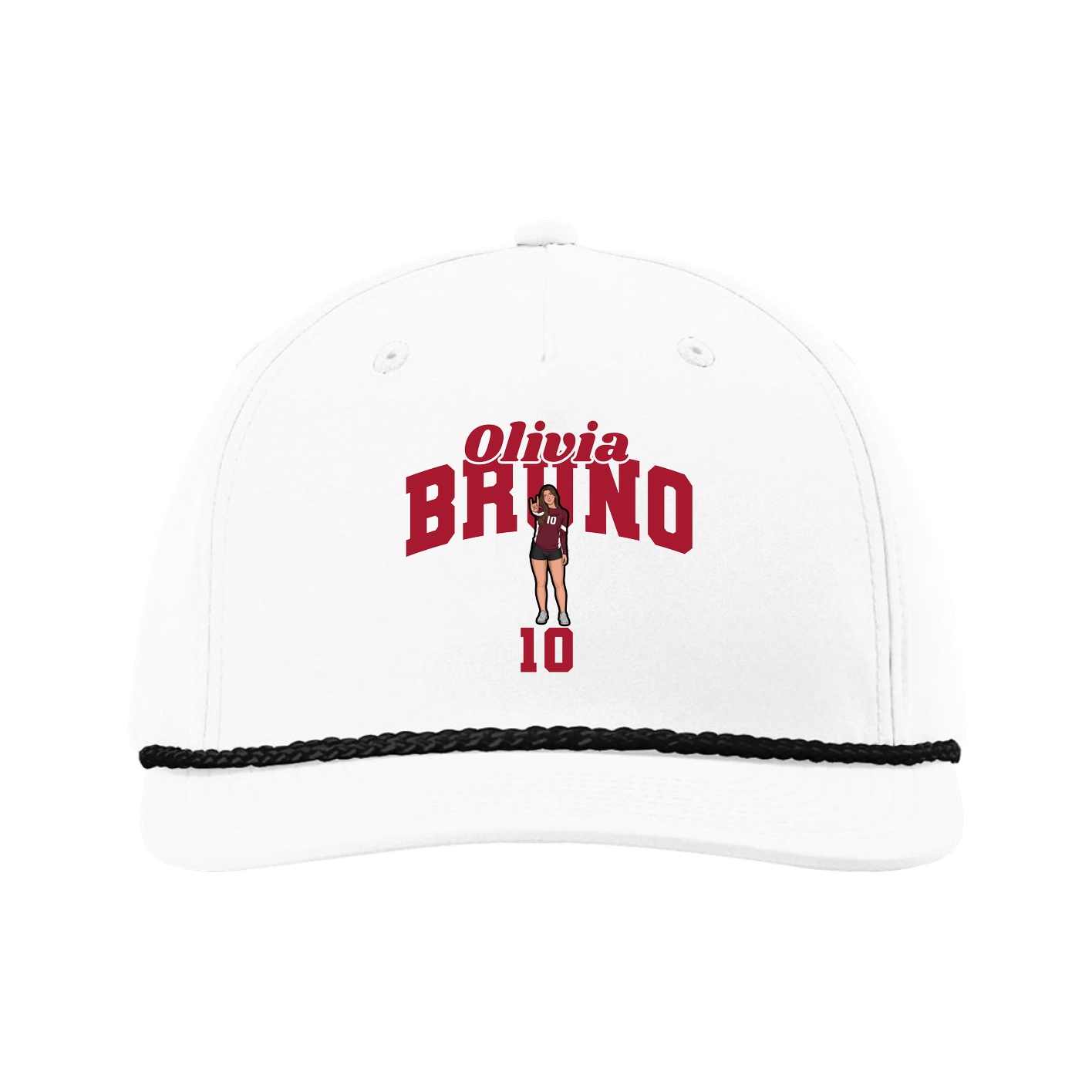 Five-Panel Classic Rope Cap — Signature Arch in White