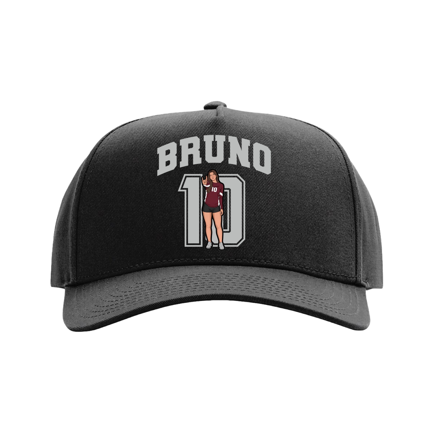 Full Fabric Five-Panel Champ Cap — Number in Black