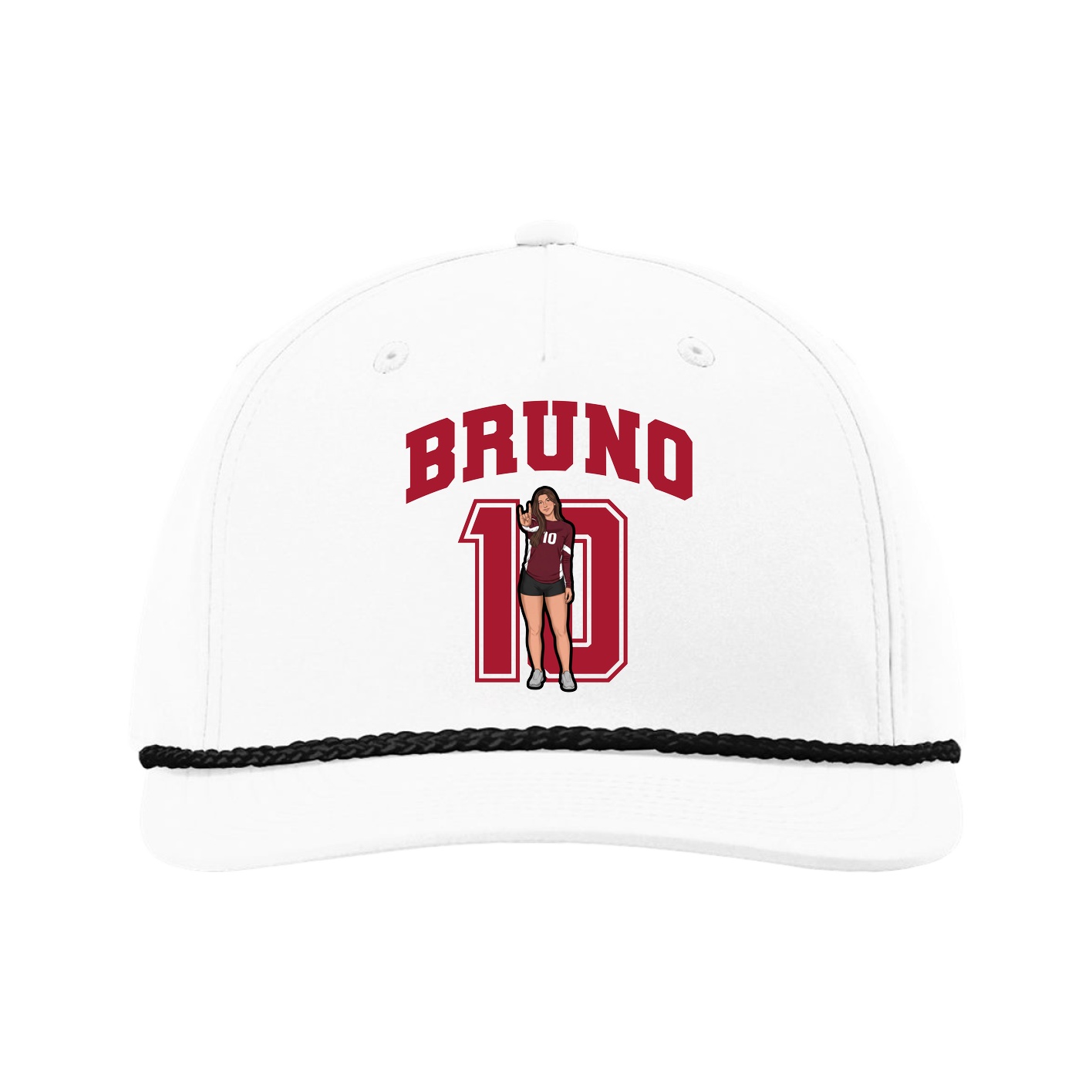 Five-Panel Classic Rope Cap — Number in White