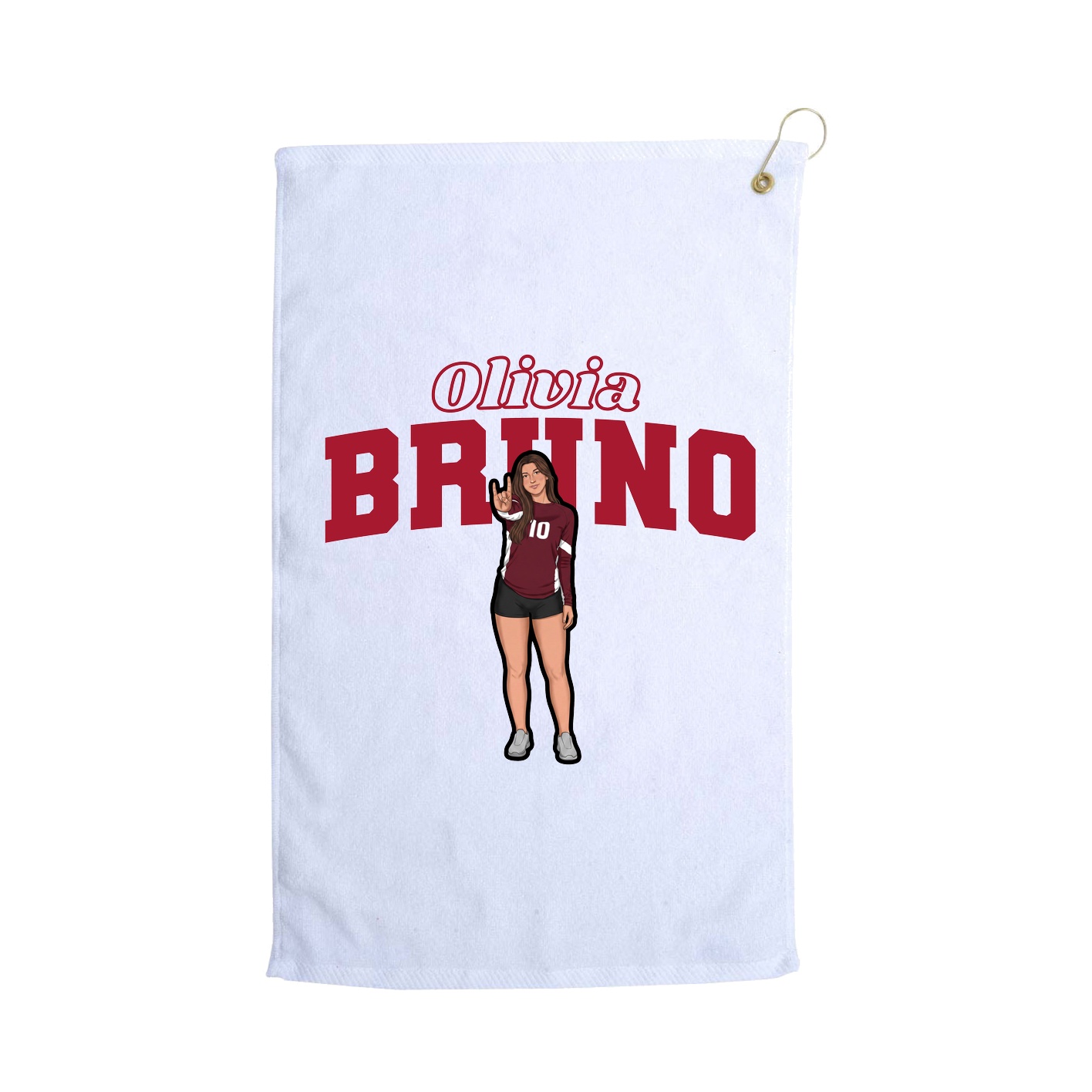 Golf Towel — Name Arch in White