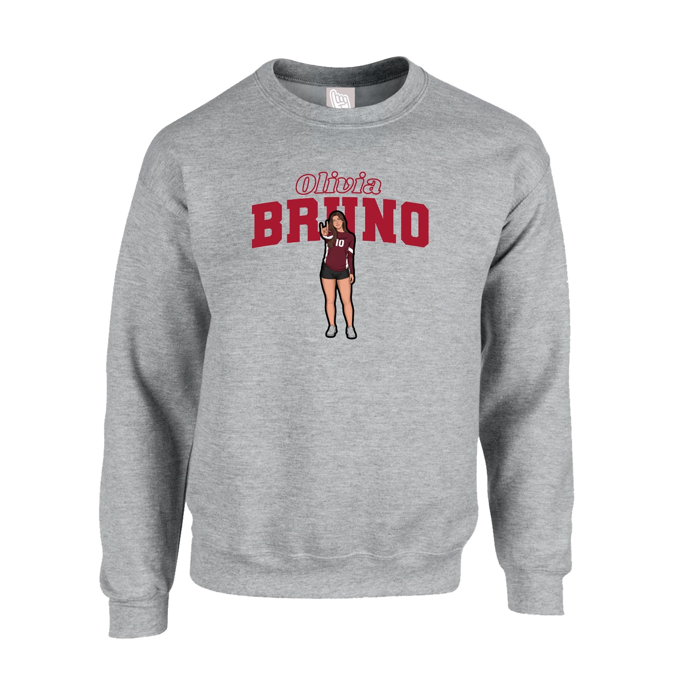 Fleece Crew — Name Arch in Grey