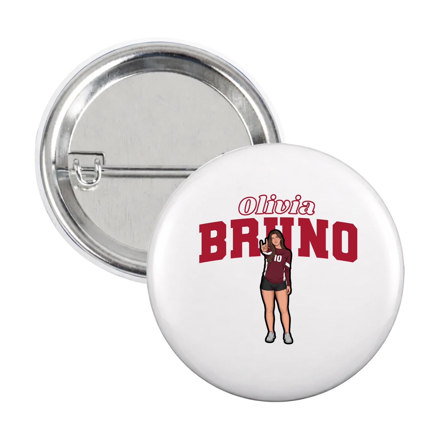 Game Day Button — Name Arch in White