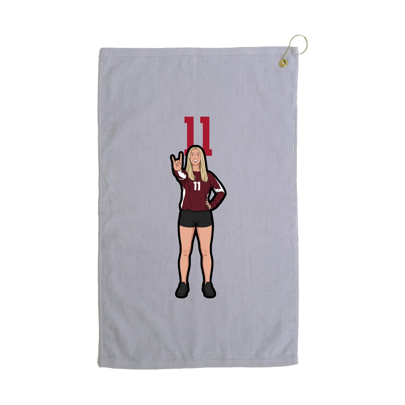 Golf Towel — Number Top in Grey