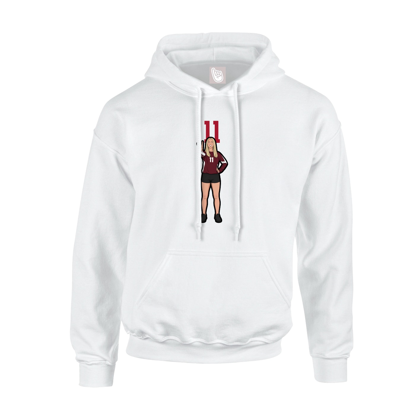 Youth Hoodie — Number Top in White