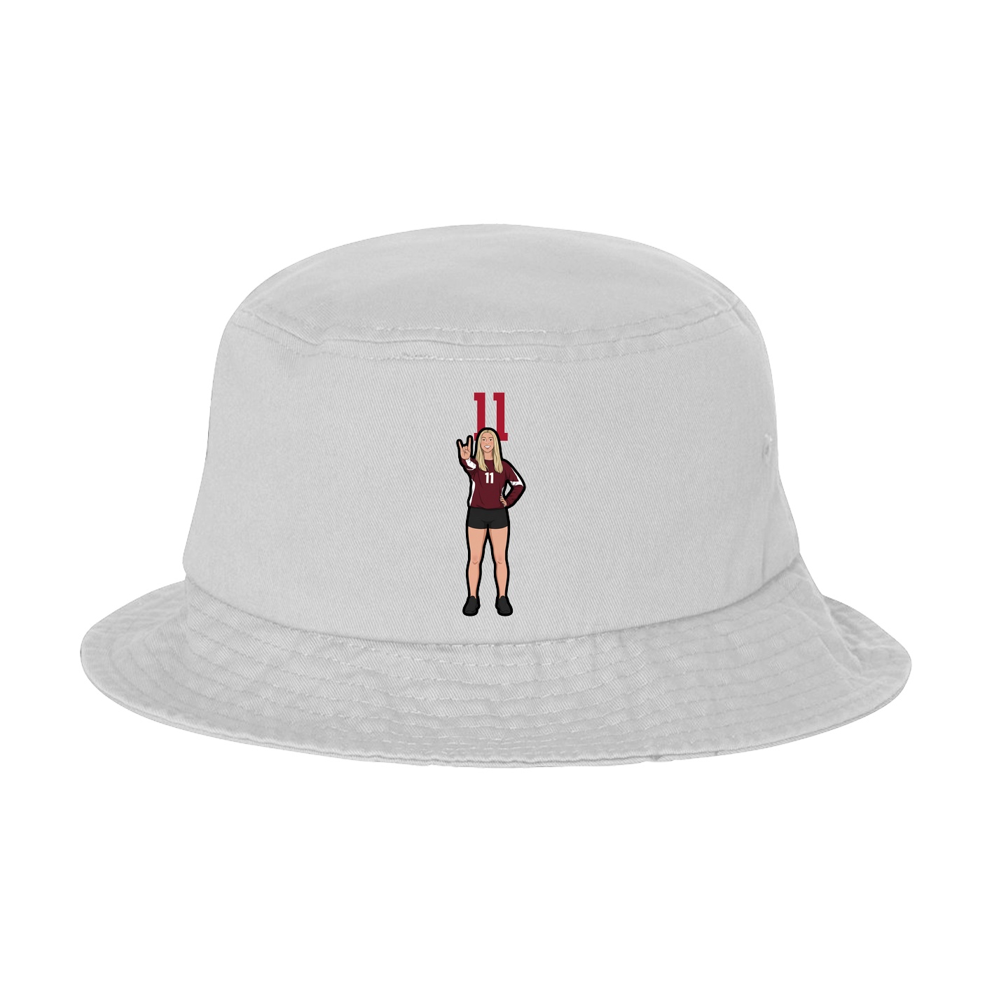 Bucket Cap — Number Top in White