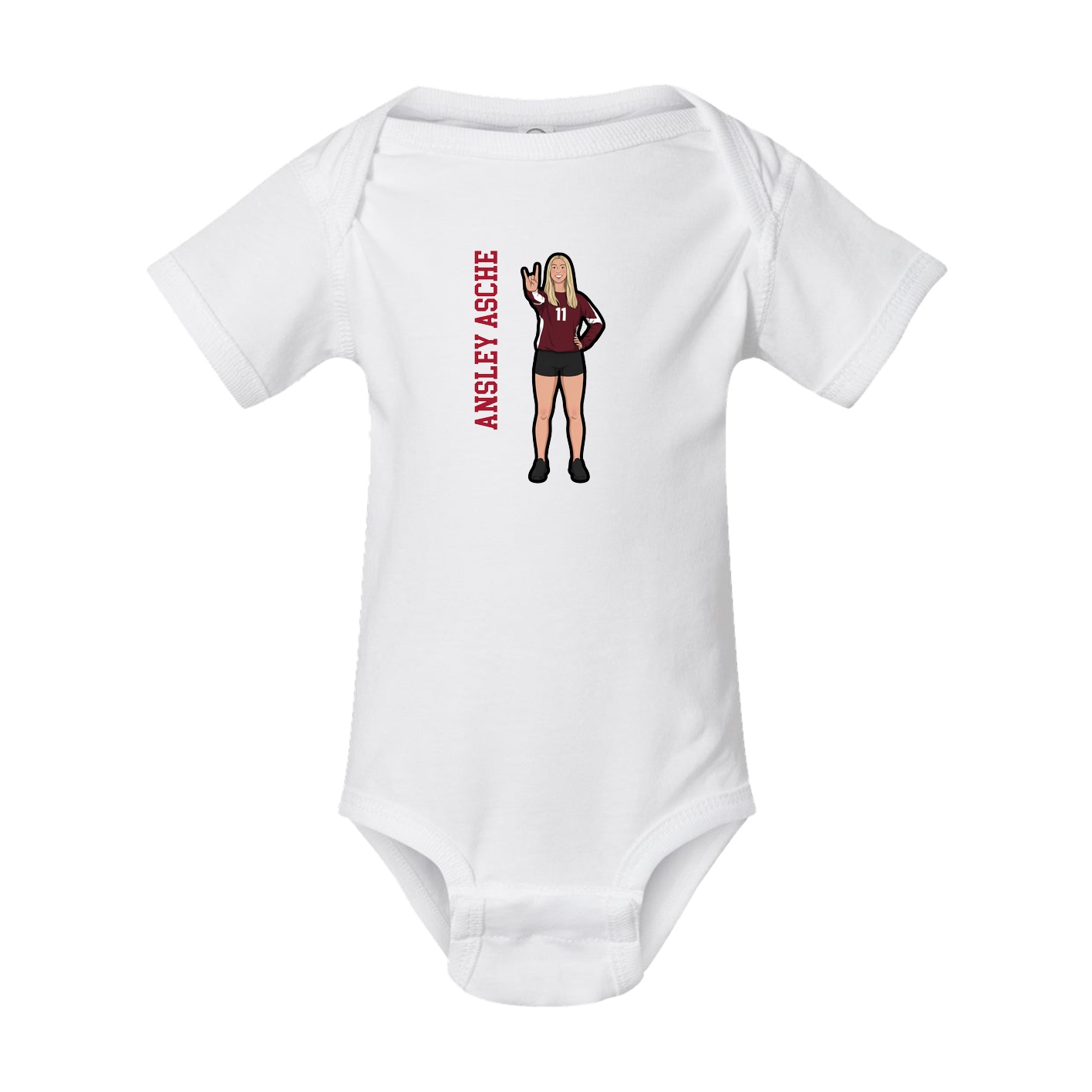 Baby Onesie — Name Vertical in White