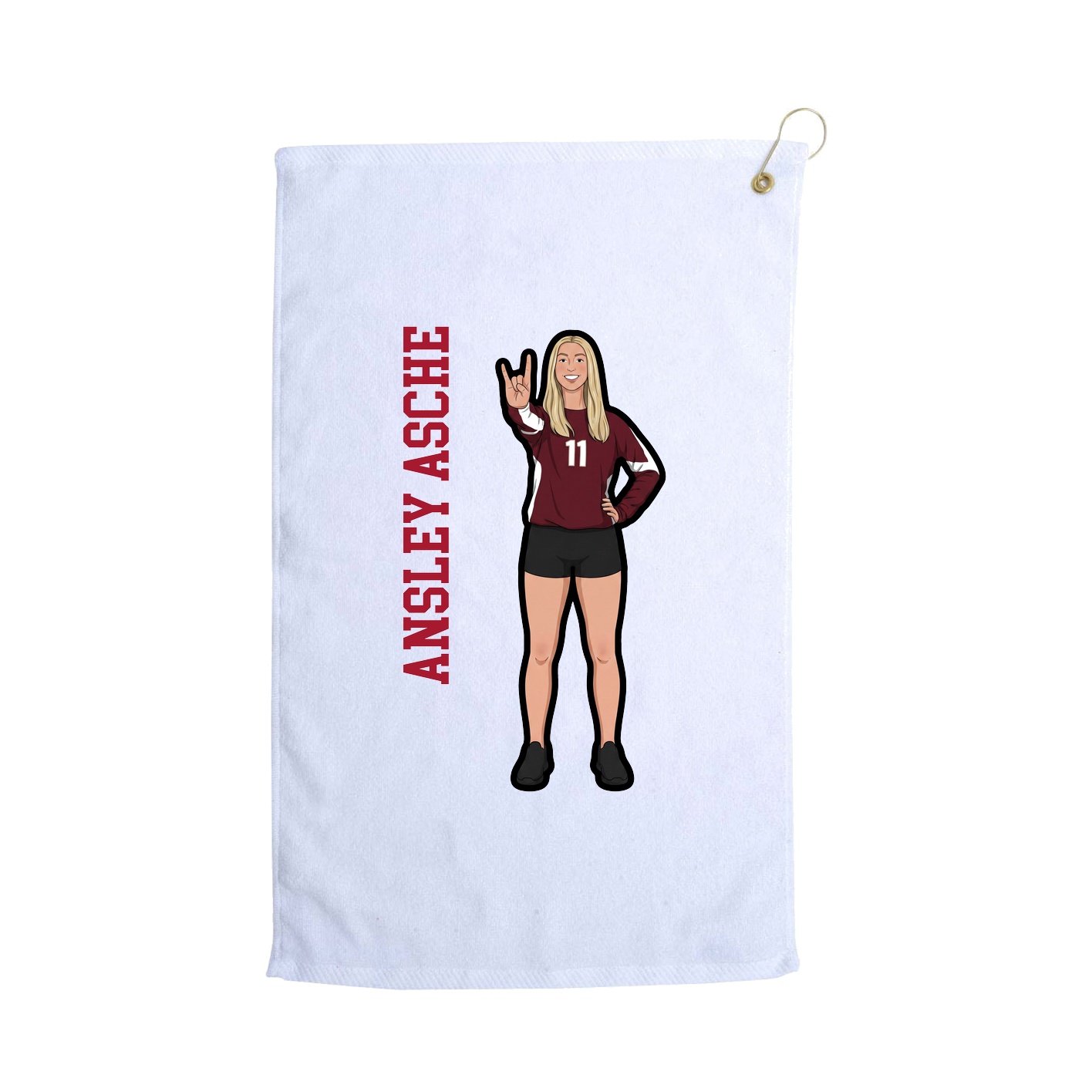 Golf Towel — Name Vertical in White