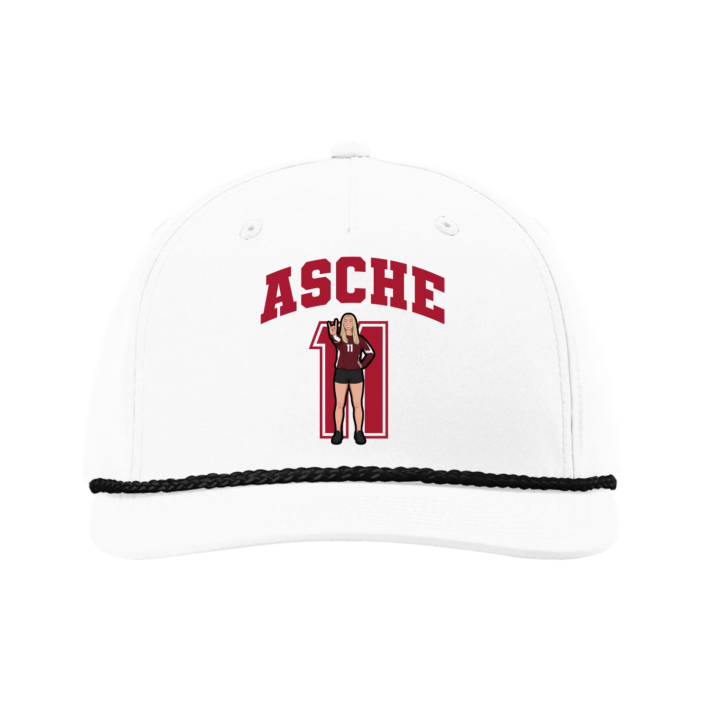 Five-Panel Classic Rope Cap — Number in White