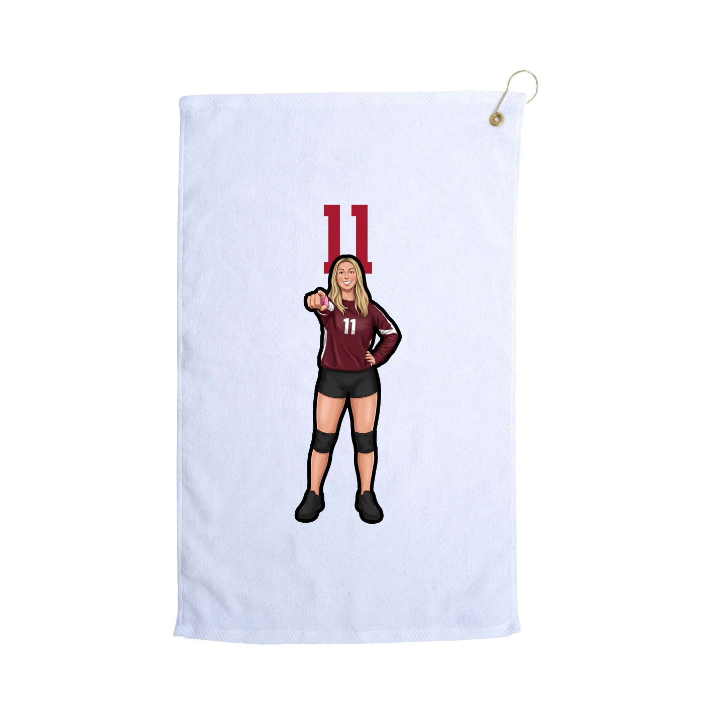 Golf Towel — Number Top in White