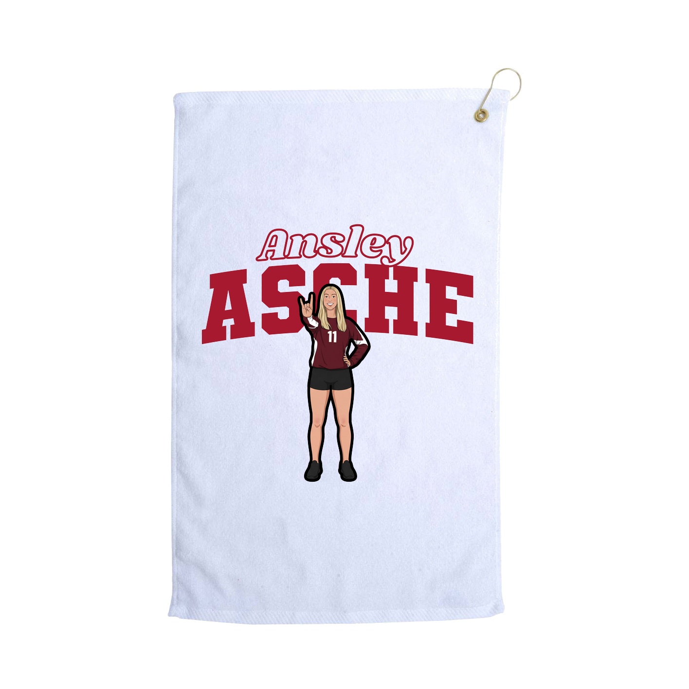 Golf Towel — Name Arch in White