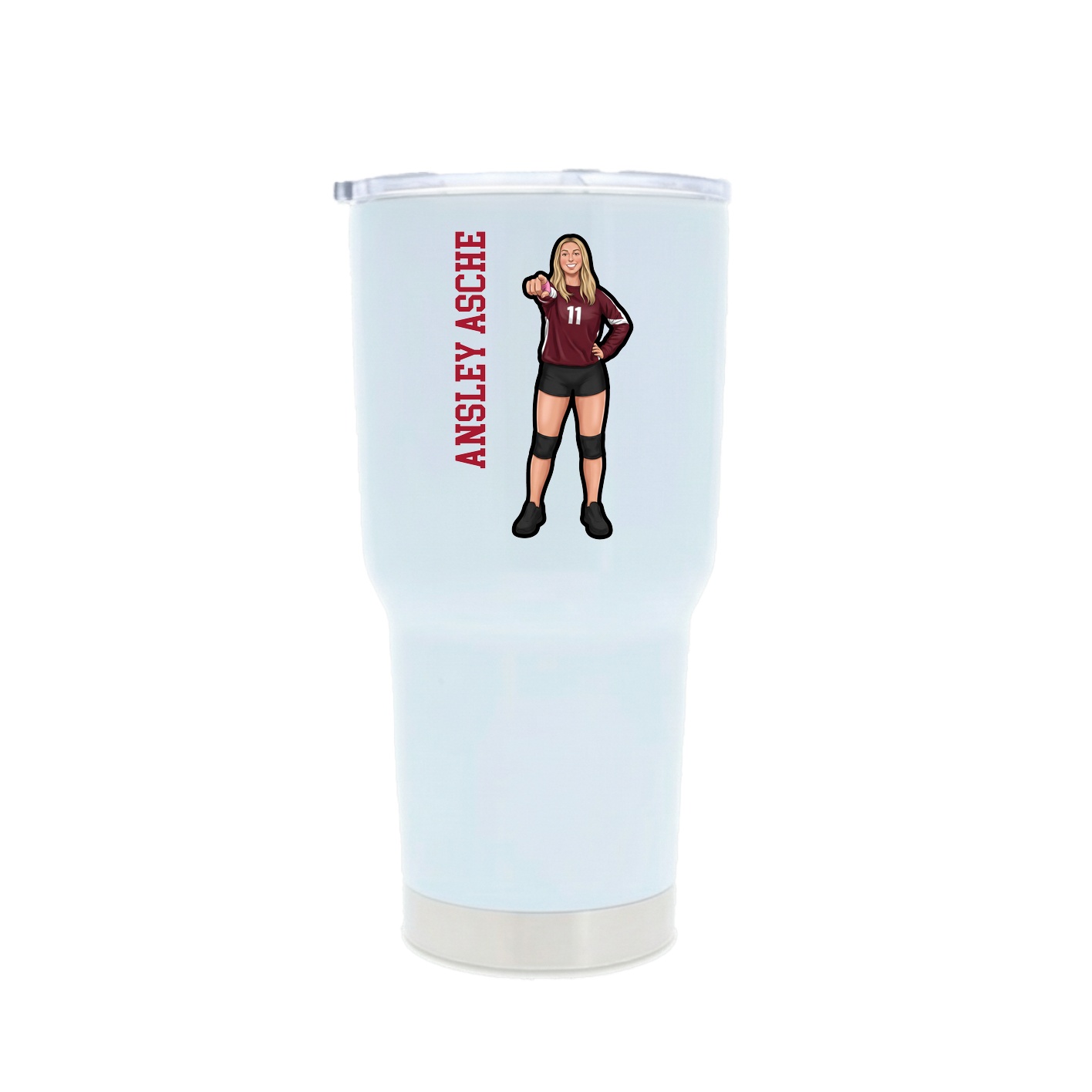 30oz Stainless Steel Tumbler — Name Vertical in White