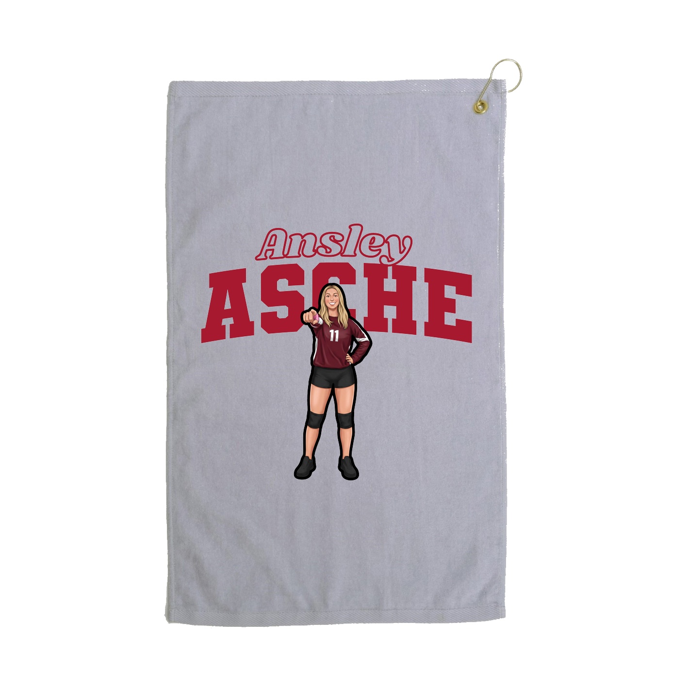 Golf Towel — Name Arch in Grey