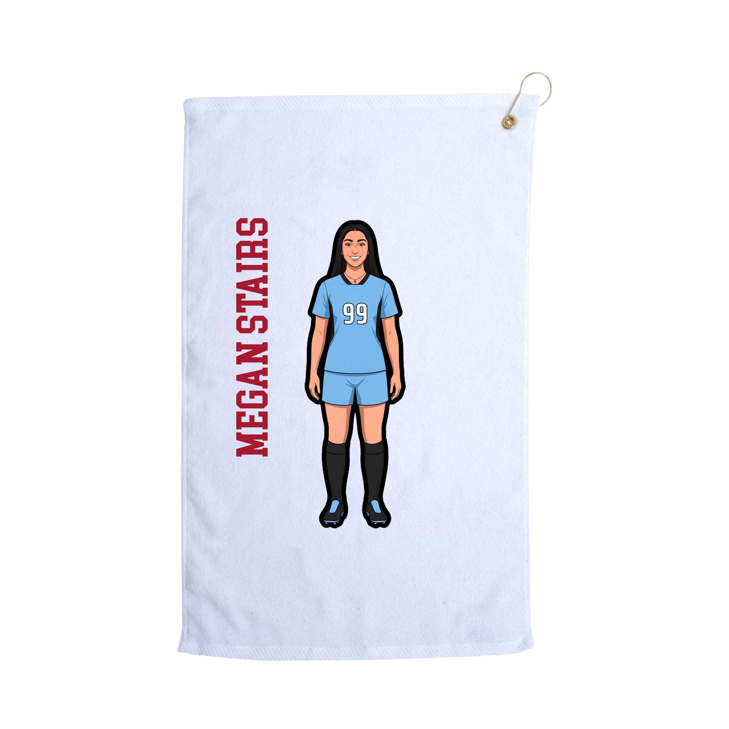 Golf Towel — Name Vertical in White