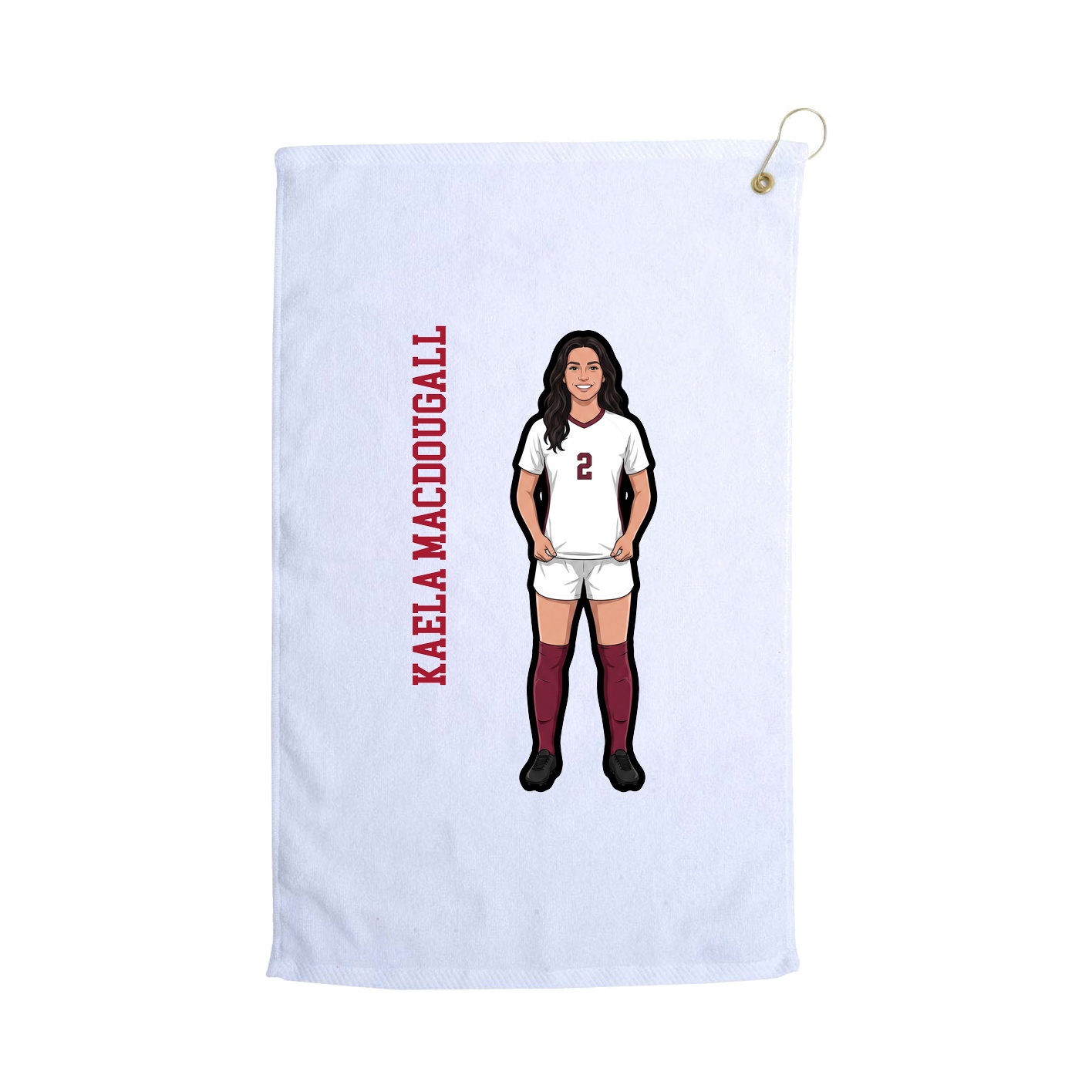 Golf Towel — Name Vertical in White