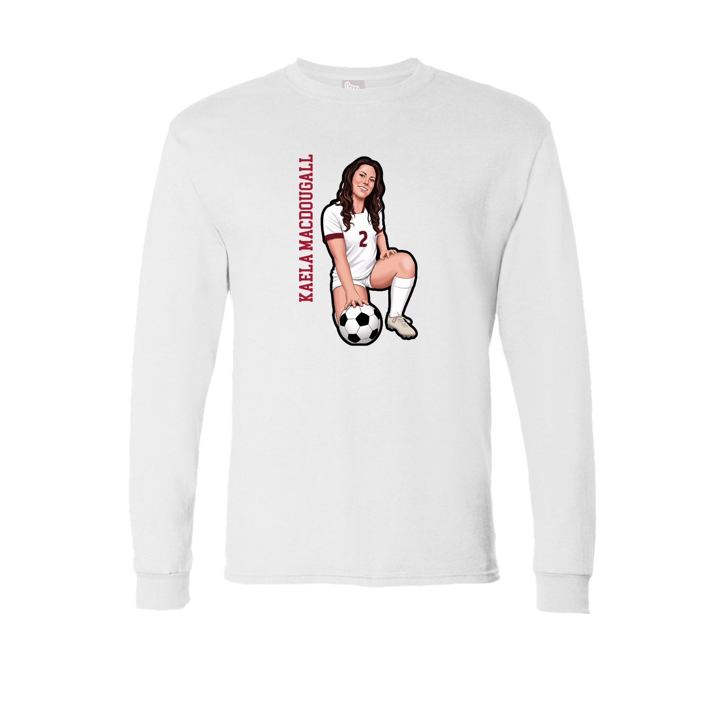 Long Sleeve Tee — Name Vertical in White