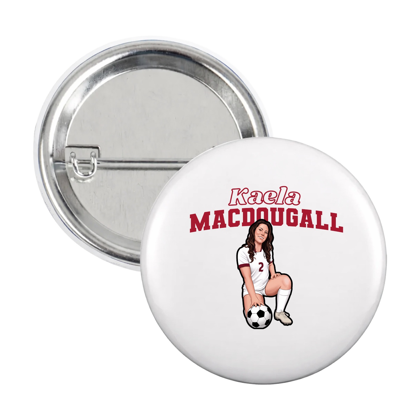 Game Day Button — Name Arch in White