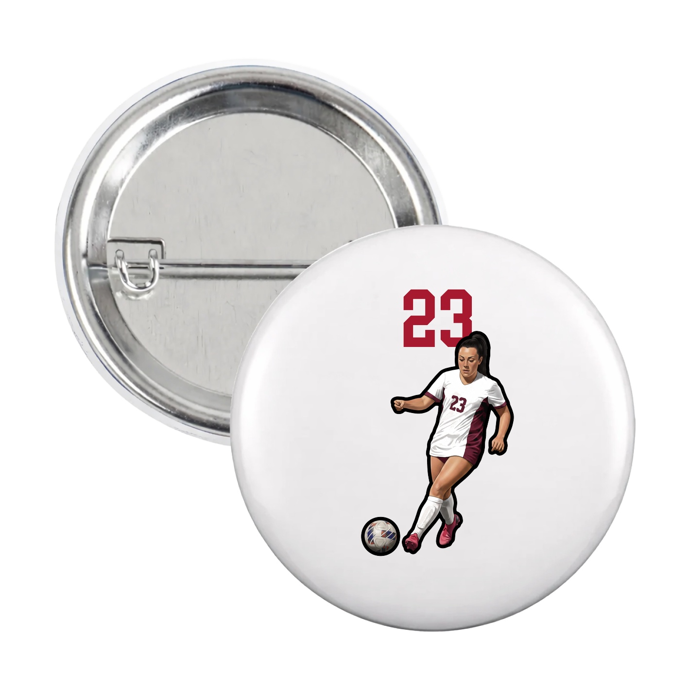 Game Day Button — Number Top in White