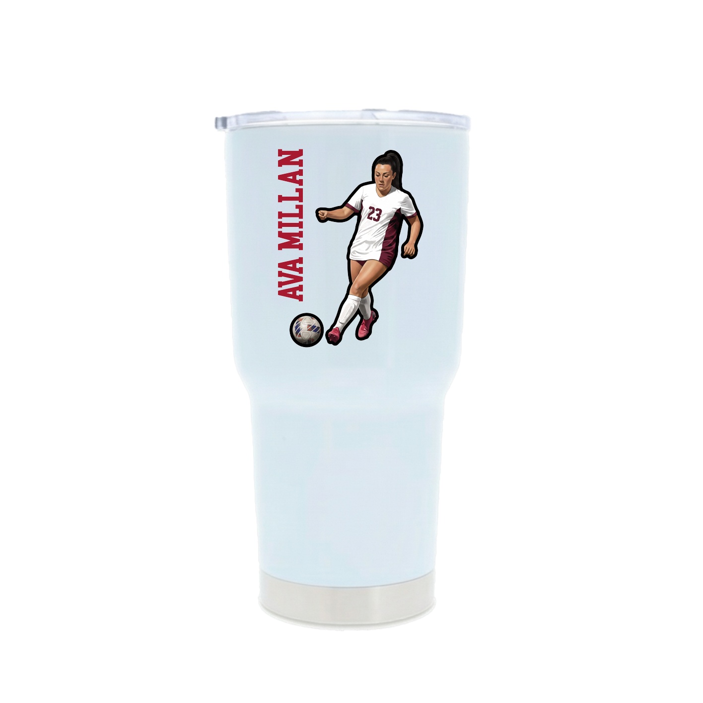 30oz Stainless Steel Tumbler — Name Vertical in White