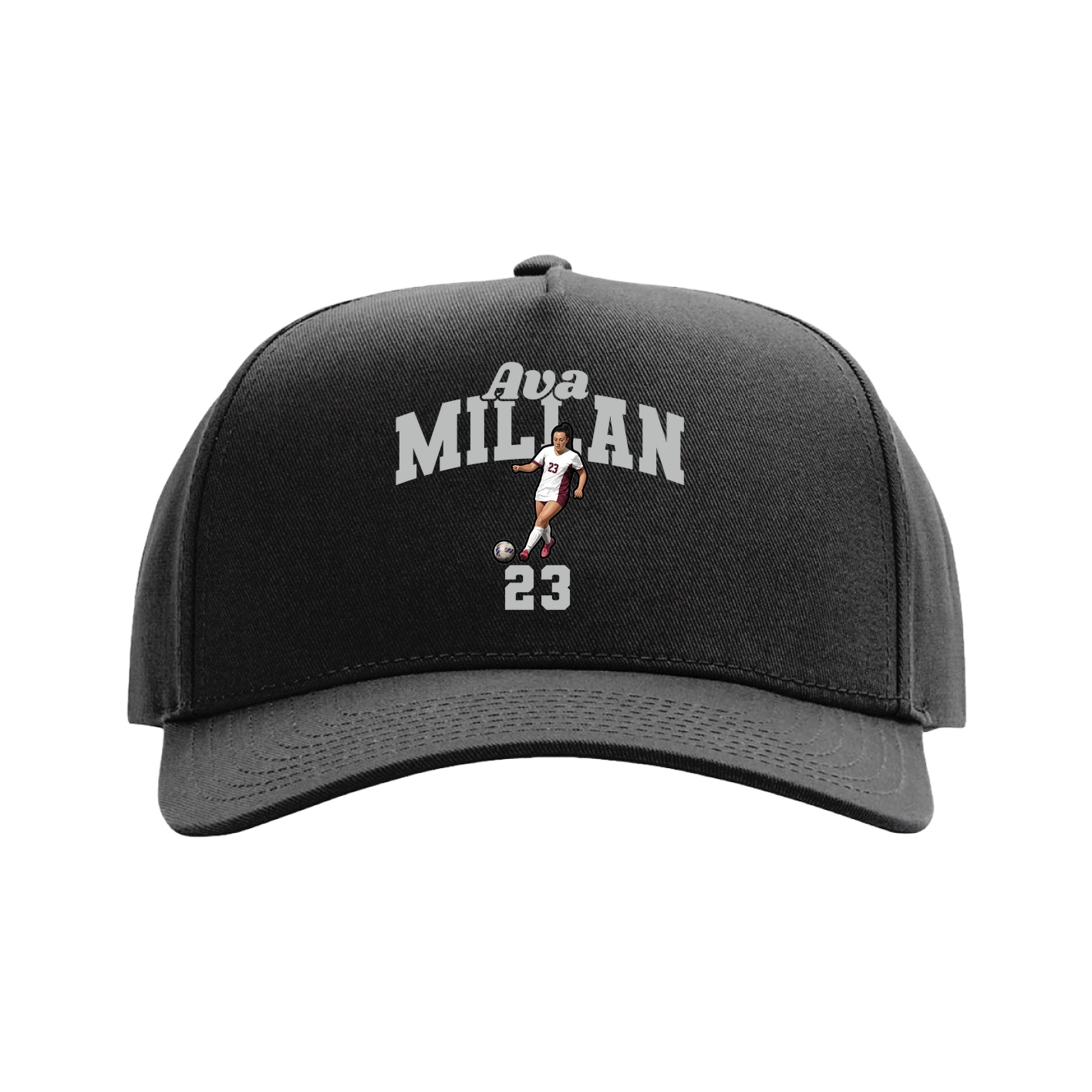 Full Fabric Five-Panel Champ Cap — Signature Arch in Black