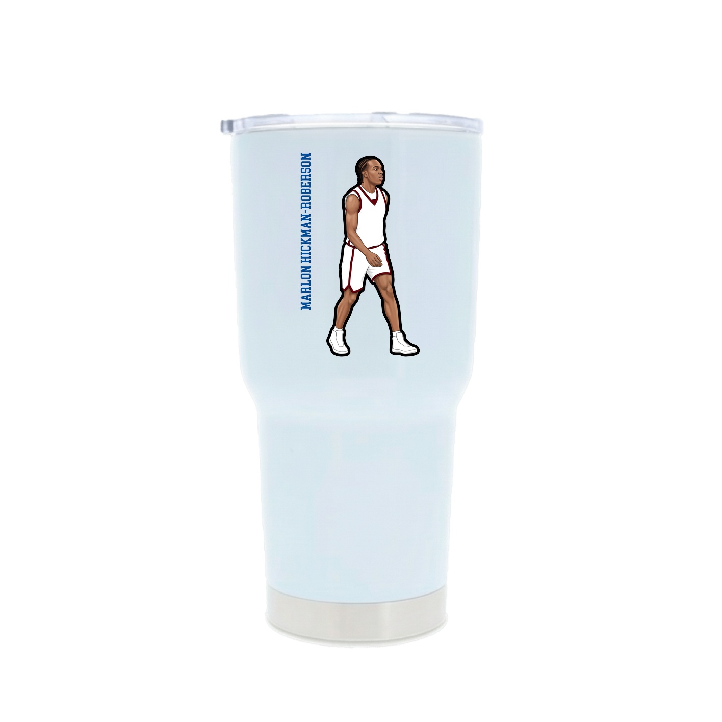 30oz Stainless Steel Tumbler — Name Vertical in White