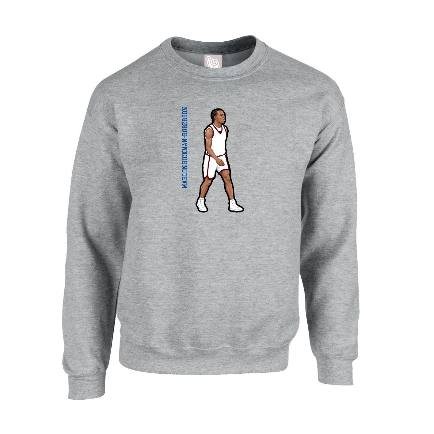 Fleece Crew — Name Vertical in Grey