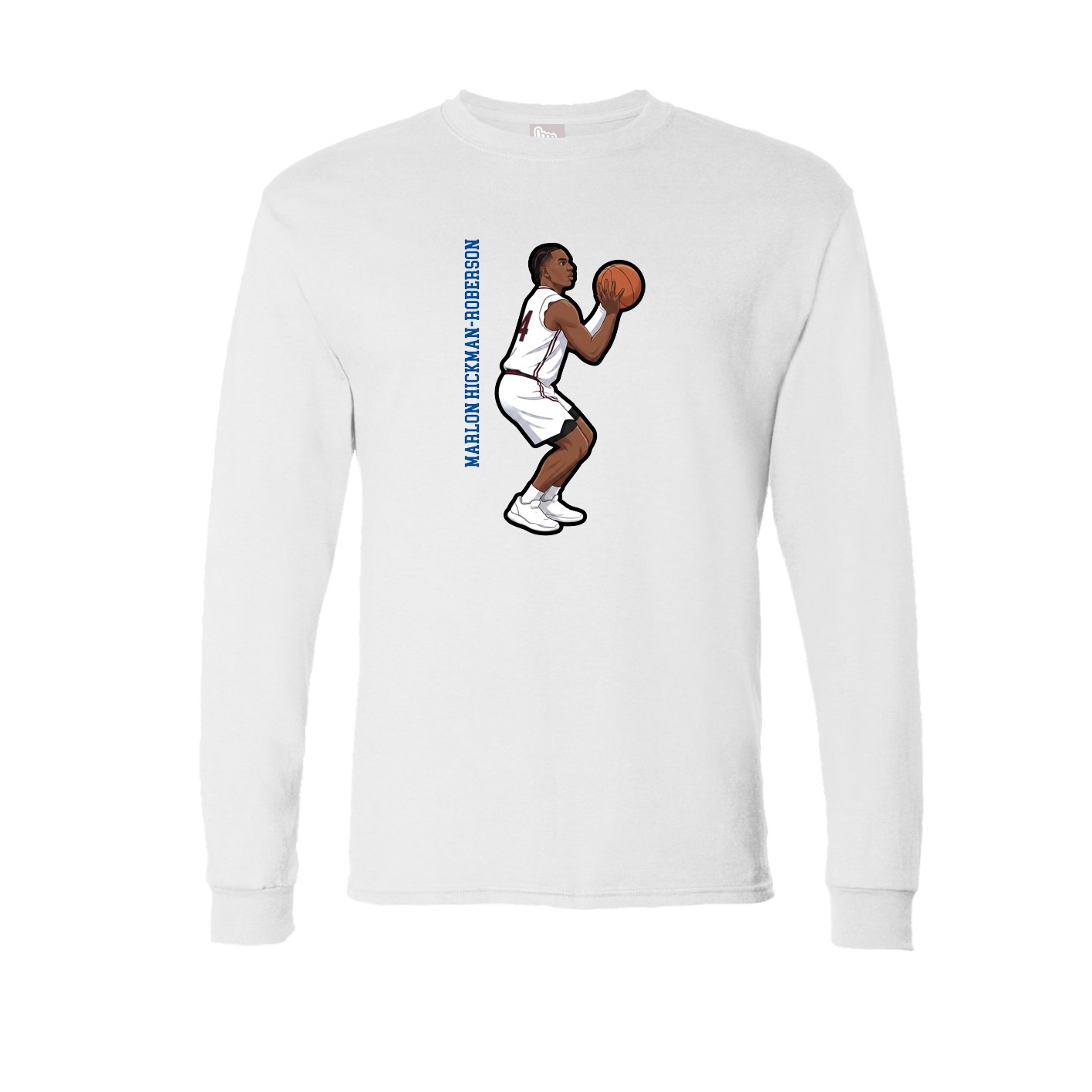 Long Sleeve Tee — Name Vertical in White