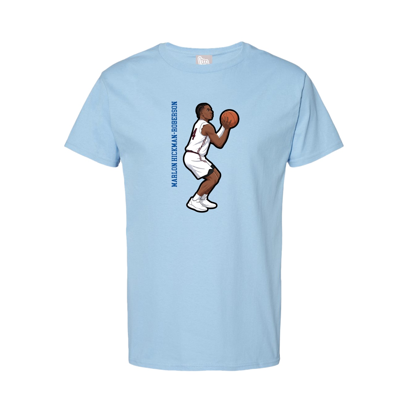 Youth Tee — Name Vertical in Light Blue