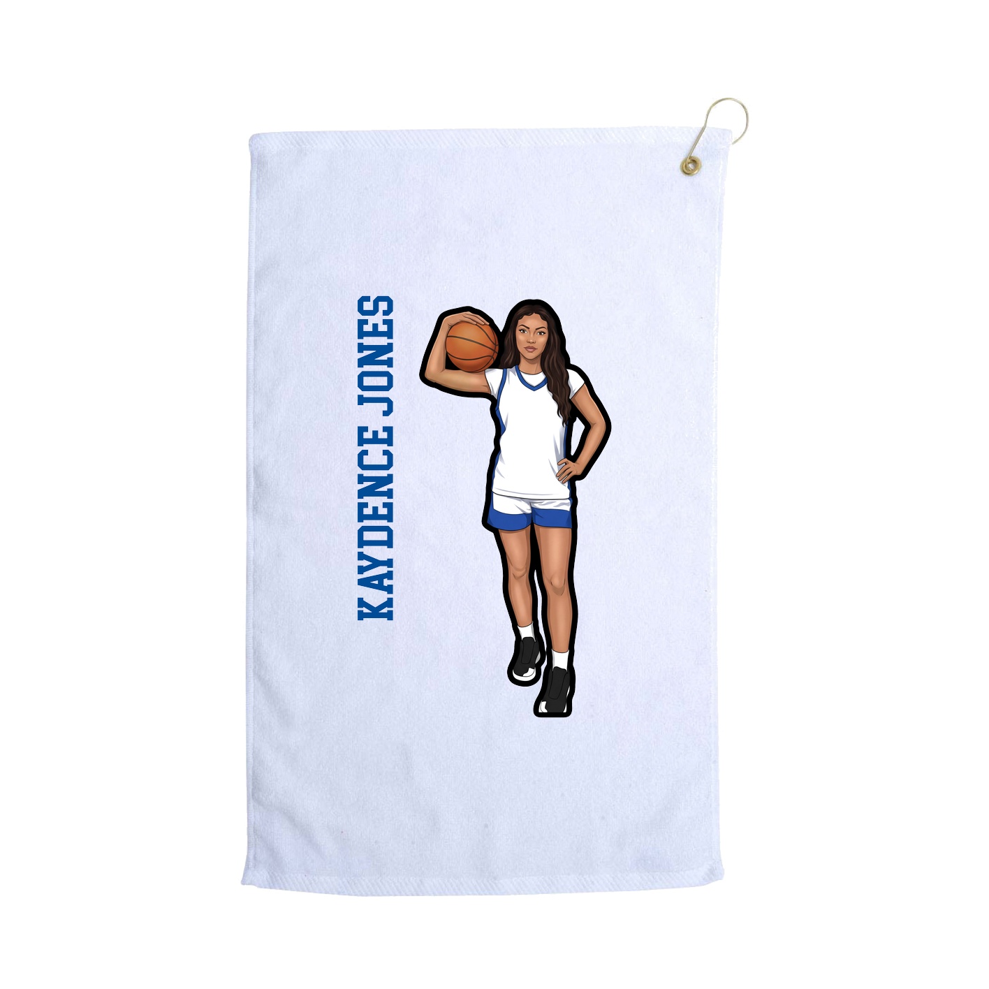 Golf Towel — Name Vertical in White