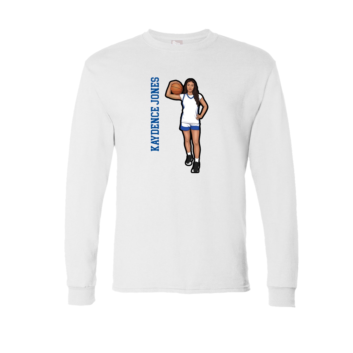 Long Sleeve Tee — Name Vertical in White