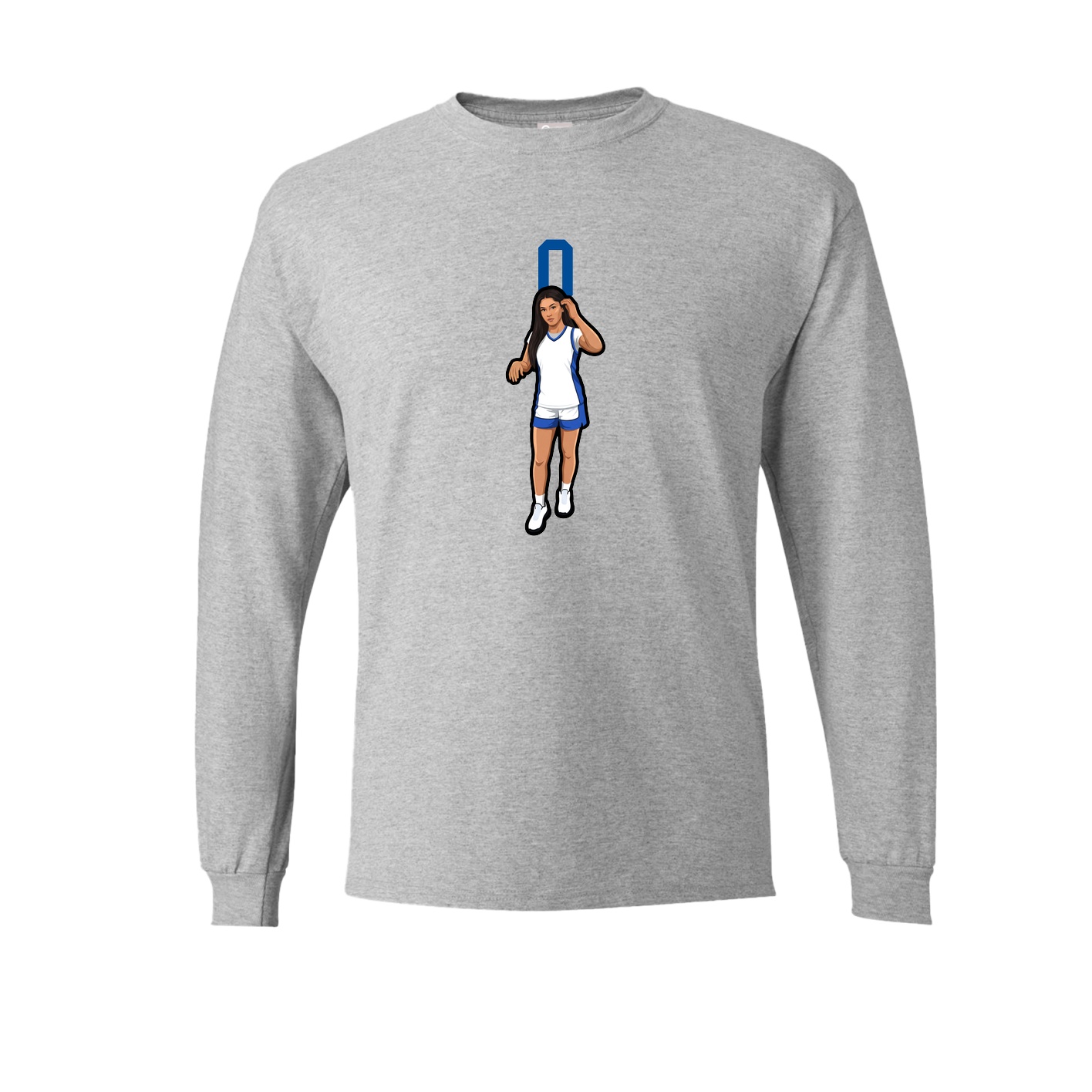 Long Sleeve Tee — Number Top in Grey