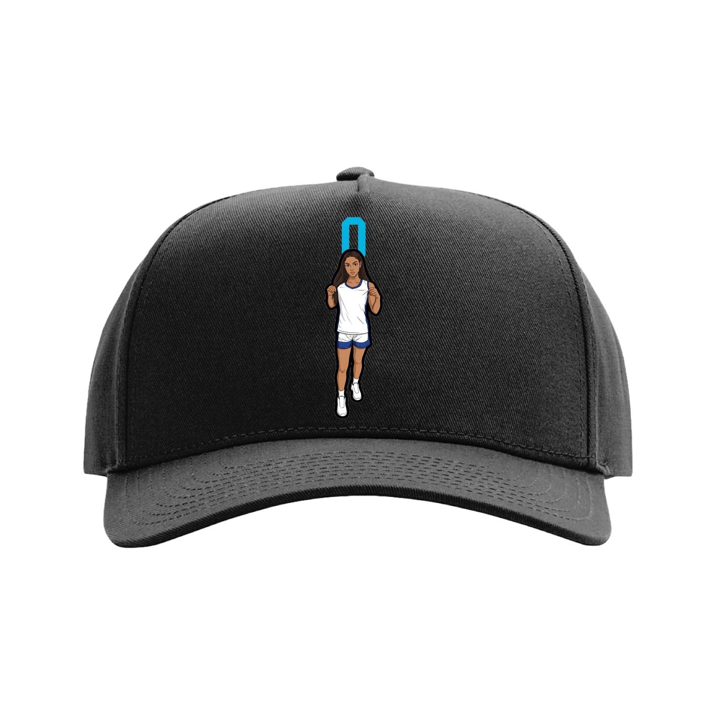 Full Fabric Five-Panel Champ Cap — Number Top in Black