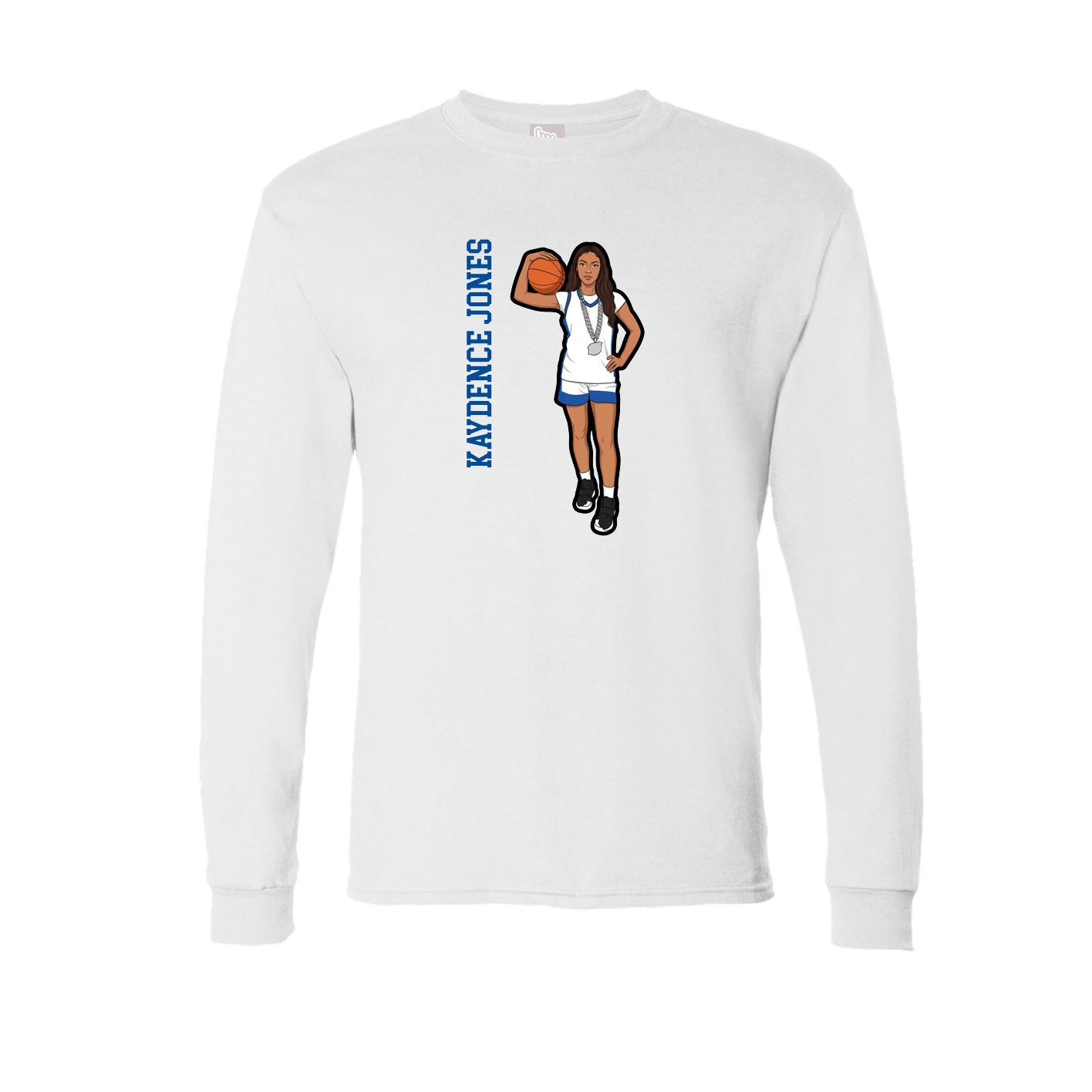 Long Sleeve Tee — Name Vertical in White