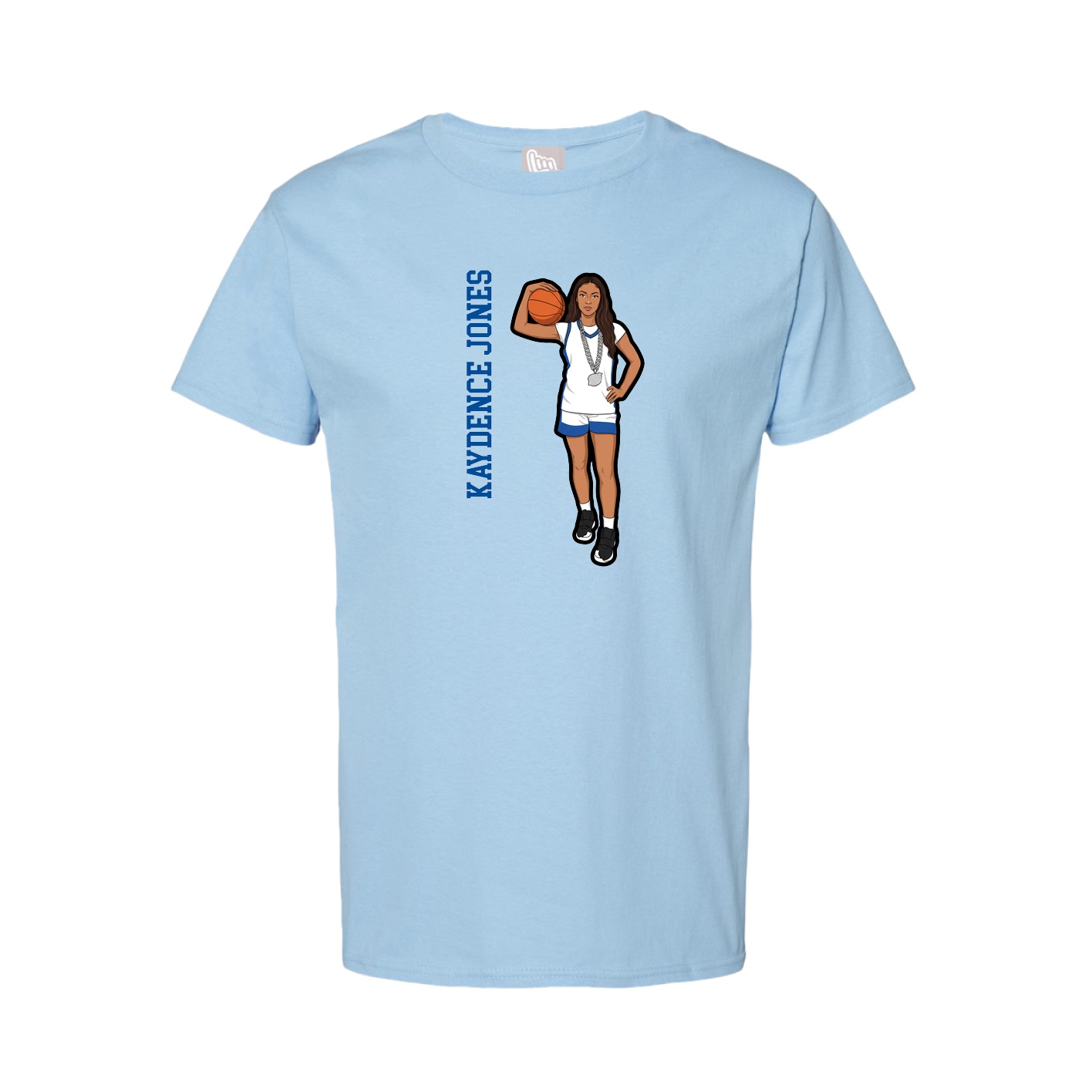 Youth Tee — Name Vertical in Light Blue