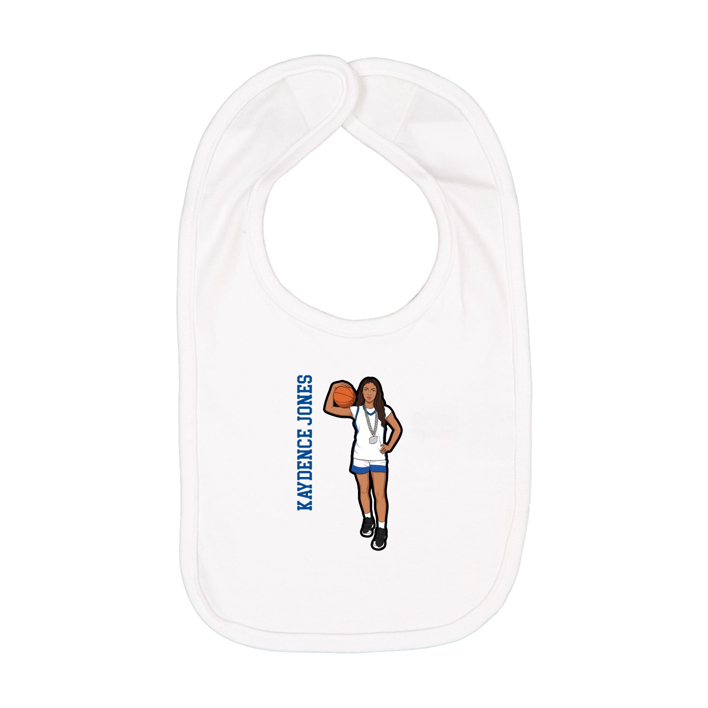 Infant Bib — Name Vertical in White