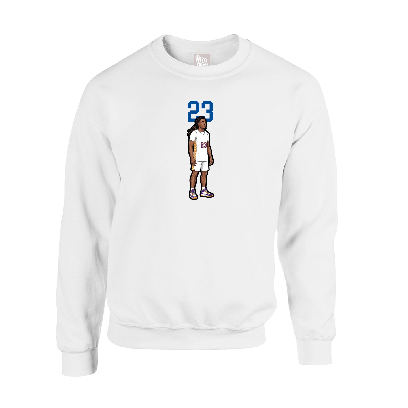 Fleece Crew — Number Top in White