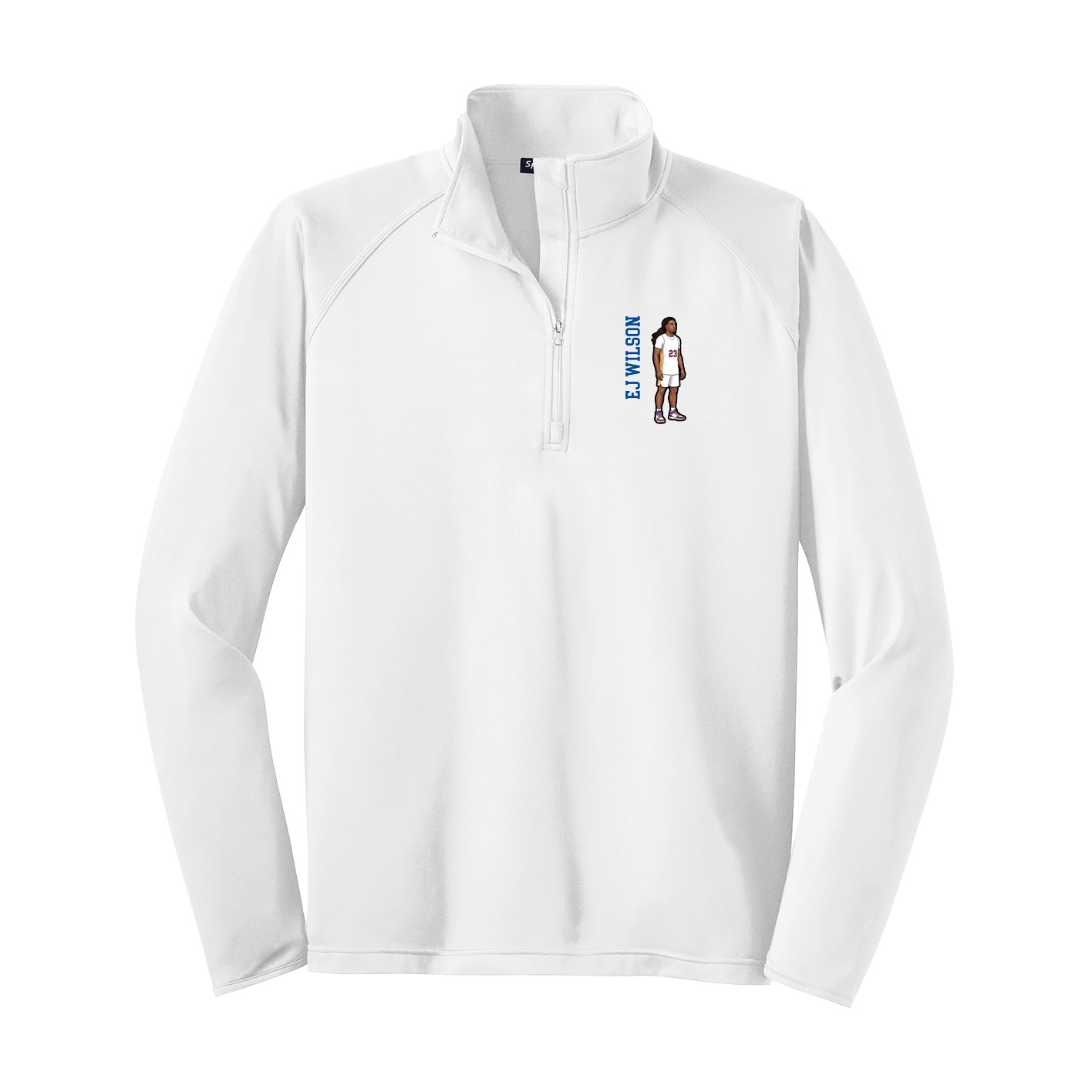 Q-Zip Pullover — Name Vertical in White
