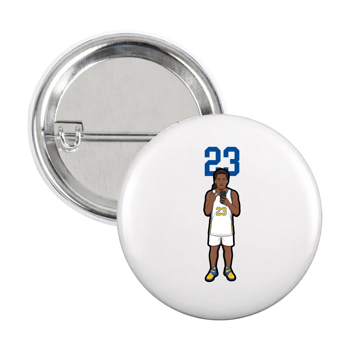 Game Day Button — Number Top in White
